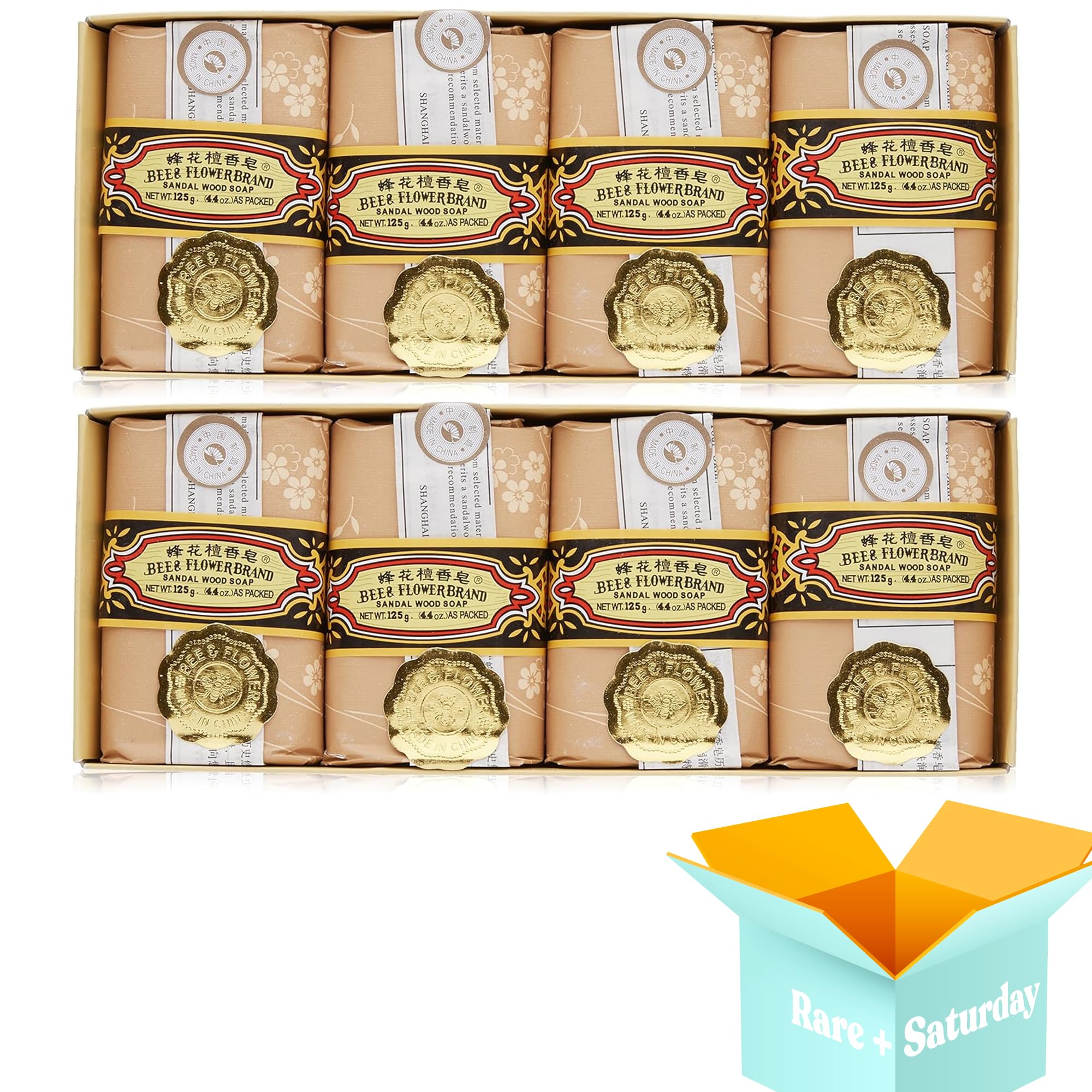 Rare Saturday Bee & Flower Sandalwood All Natural Soap Bar (8-Pack)