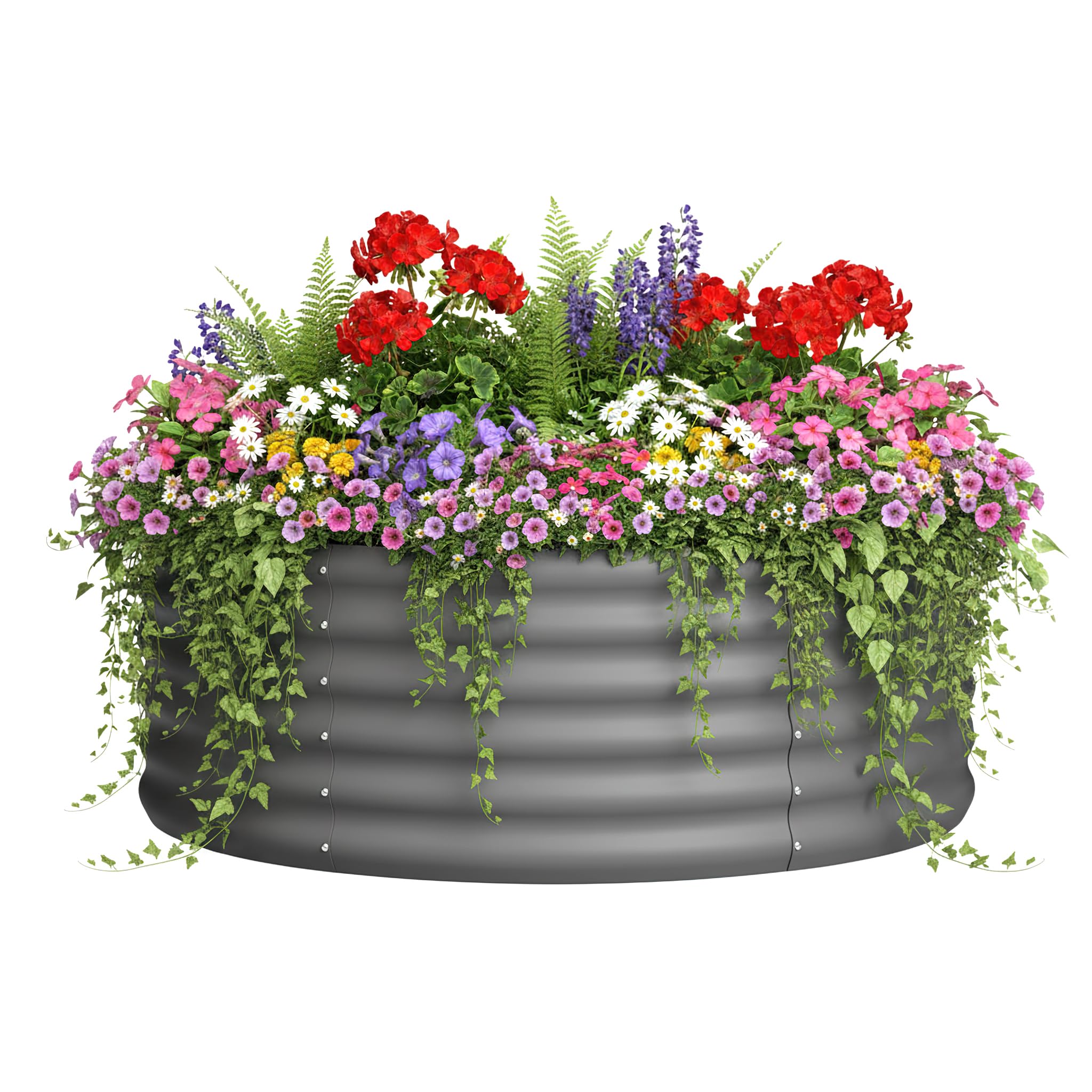 DDK 4x4 Round Galvanized Raised Garden Bed