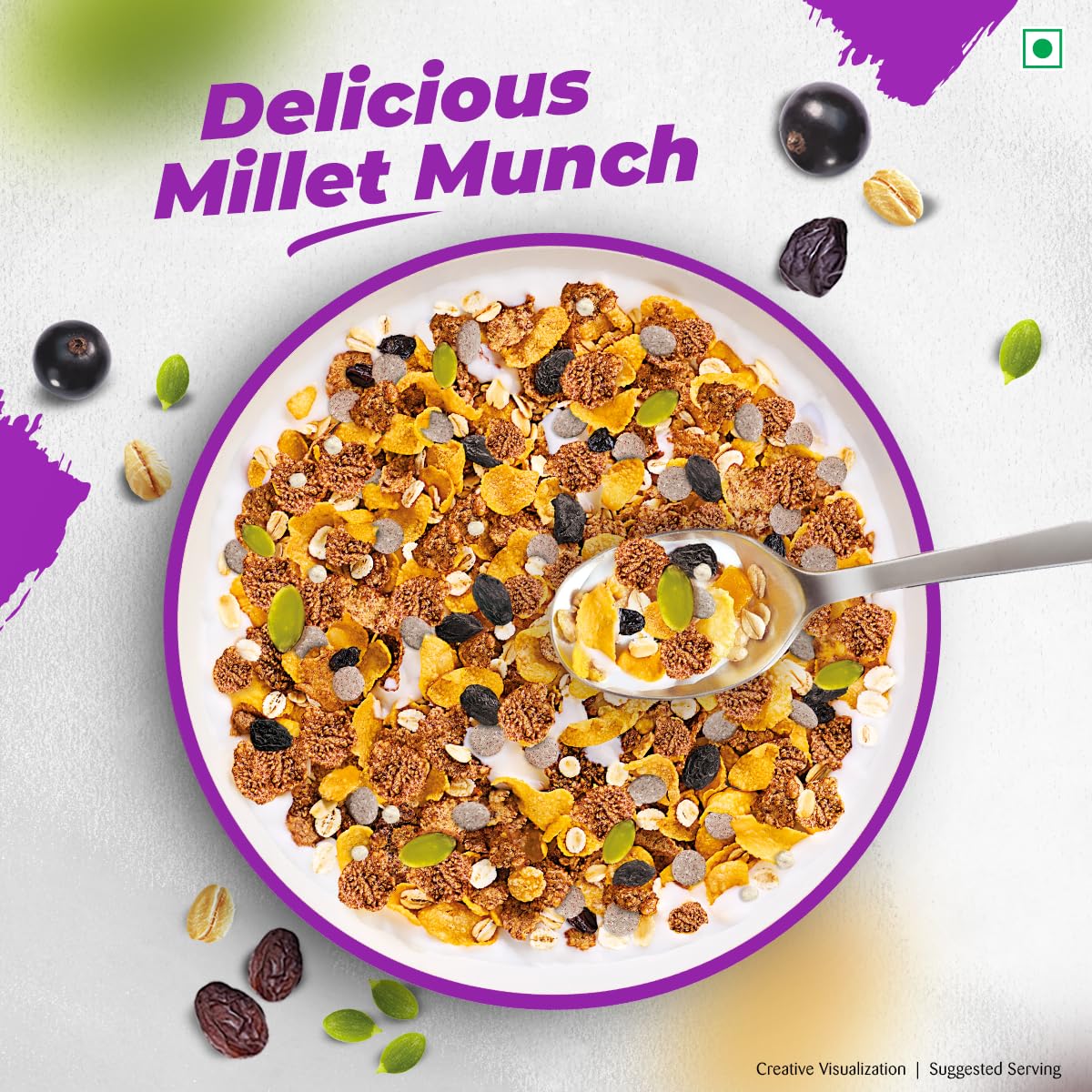 Kellogg's Millet Muesli with 84% Fruit, Seed & Multigrain 1000g | High in Fibre | Multigrain Breakfast Cereal - Image 4 thumbnail