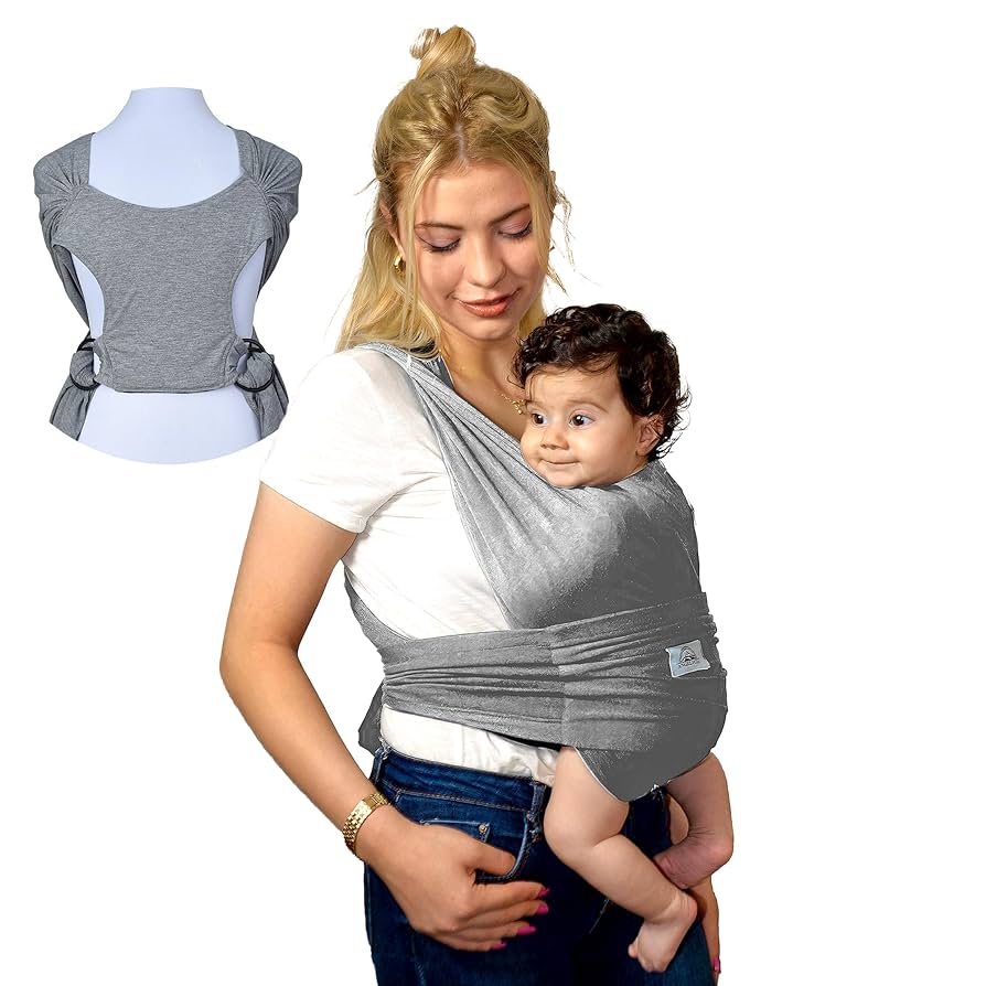 Baby Wrap Carrier - Premium Cotton Baby Carrier Wrap For Newborn To Toddler- Infant Carrier- Baby Holder One Size Fits All With Front Pocket (Grey) By Max&so