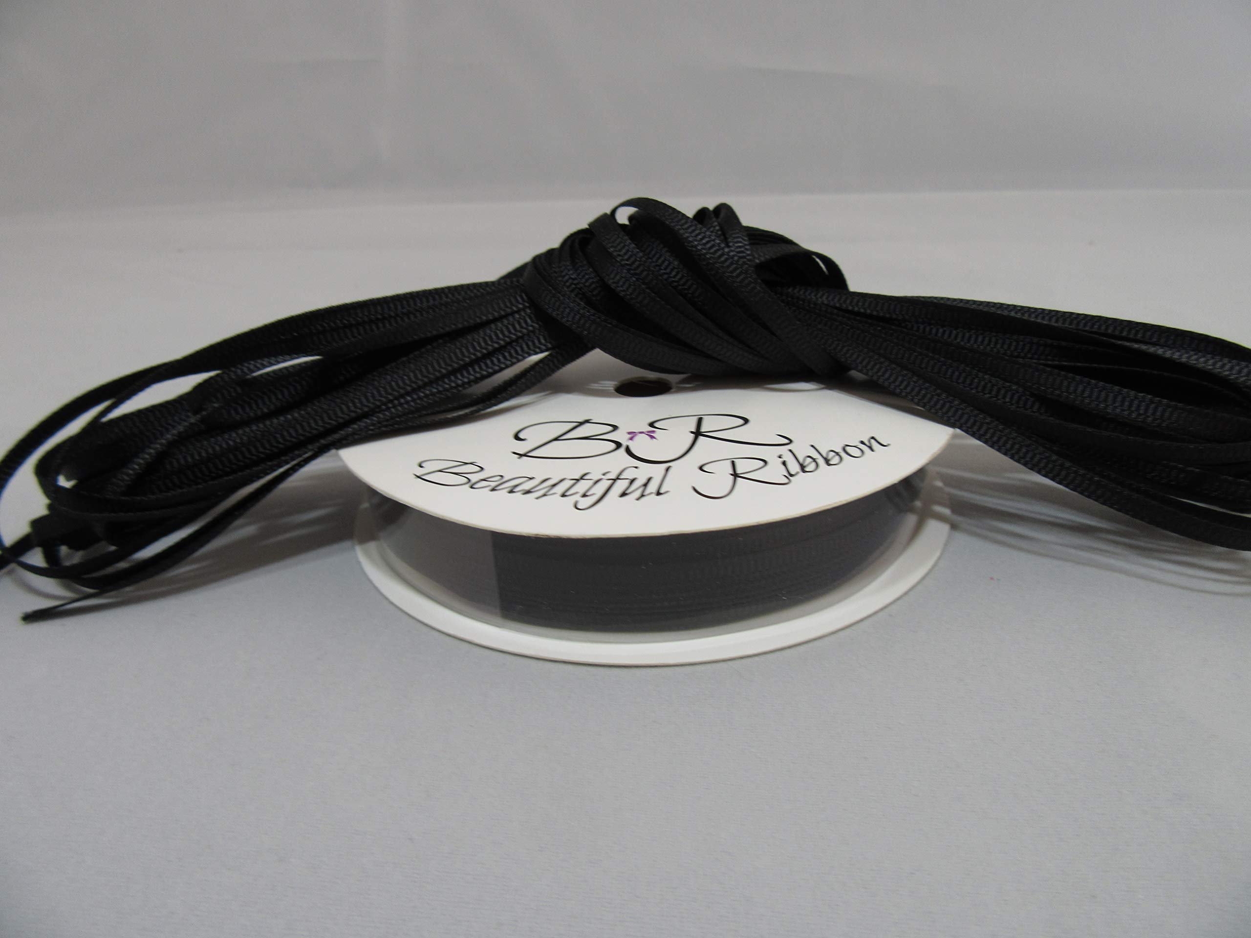 1 roll of 3mm x 50 metres Grosgrain Ribbed Ribbon Black Double Sided 3 mm