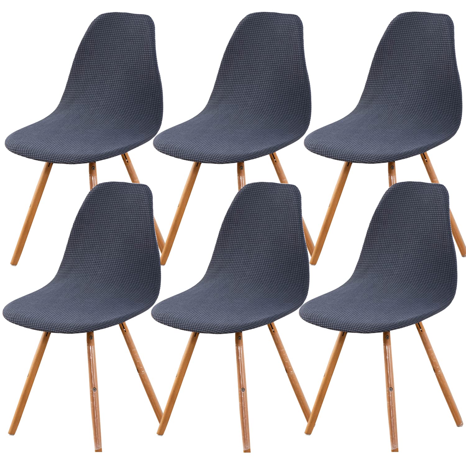 Meigeh Chair Slipcovers Scandinavian chair covers Stretch Shell Dining Chair Covers Scandinavian Chair Covers 6pcs Dark grey