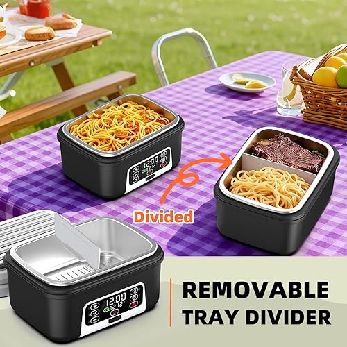 Miniatura 5 de Lonchera eléctrica inalámbrica XL de 6.3 tazas para adultos, 20000 mAh recargable alimentada por batería inteligente para hombres y mujeres,