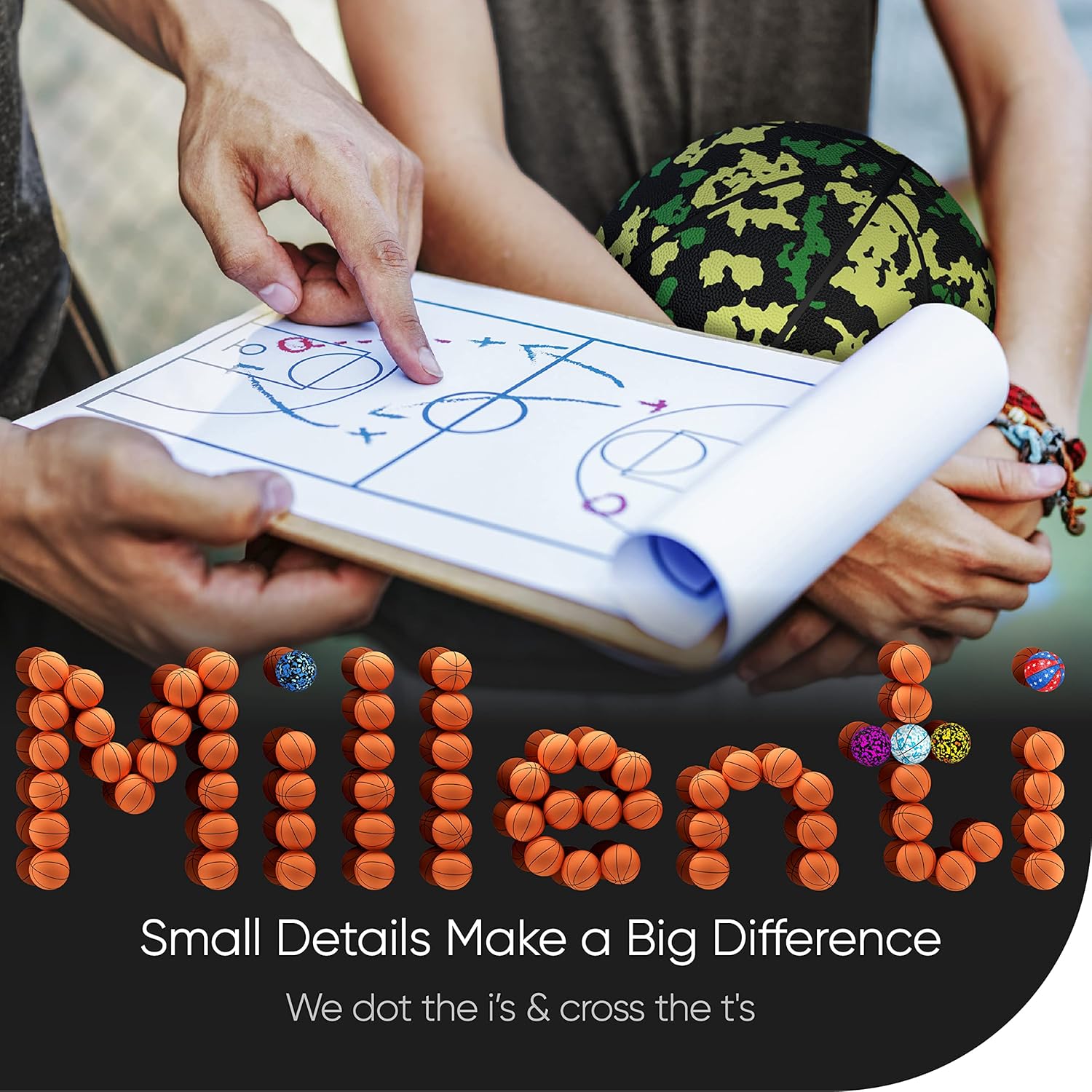 Millenti Street Basketball, Outdoor-Indoor Basketball for Kids, Youth, and Adults, Size 5/6/7