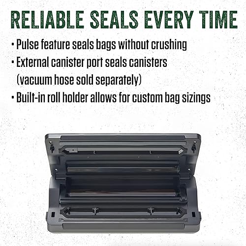 Miniatura 4 de LEM Productos MaxVac 100 Sellador al vacío de plástico con barra de sellado de 11,75 pulgadas, plata y negro