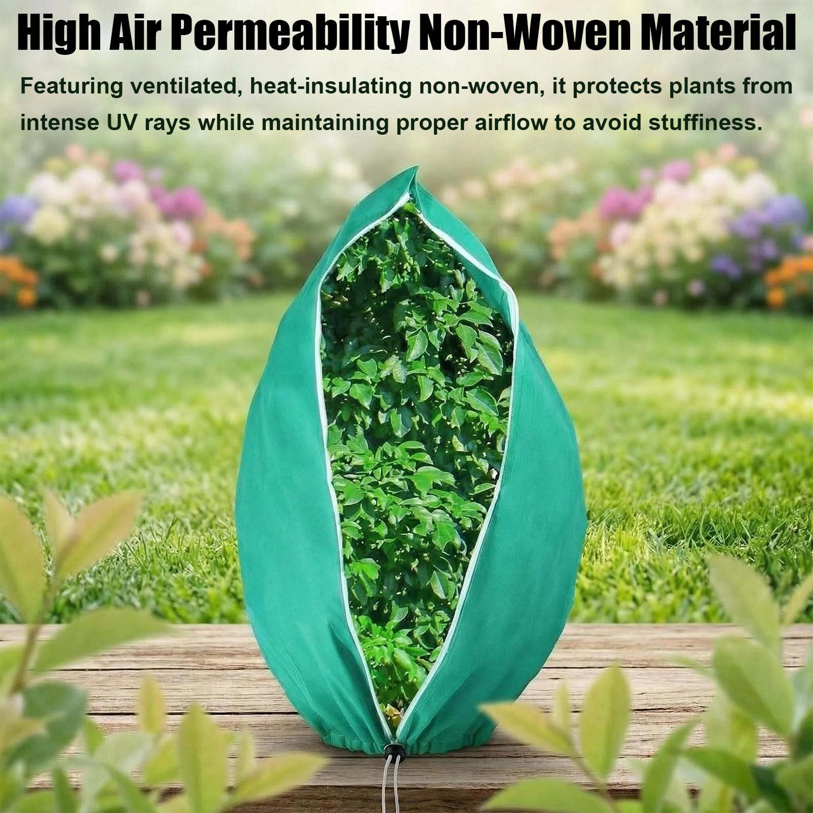 SINBLUE 4 coperture per piante antigelo, coperture per piante da giardino, calde, con cerniera e coulisse, per la stagione fredda, arbusti, cespugli e alberi da frutto in vaso (120 x 180 cm)