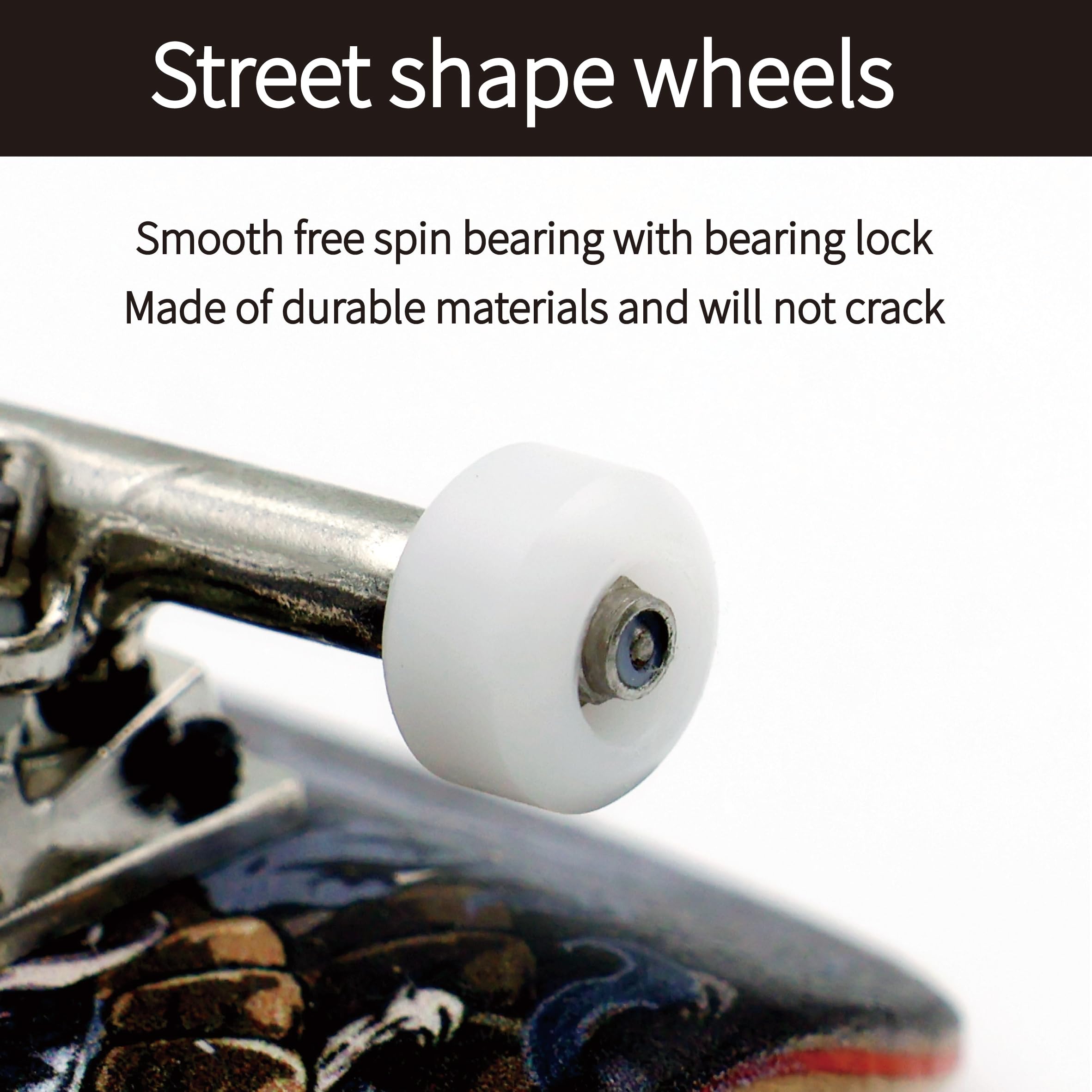 RACOFSB Fingerboard Wheels Durable Material Street Shape with Smooth Bearings (White)