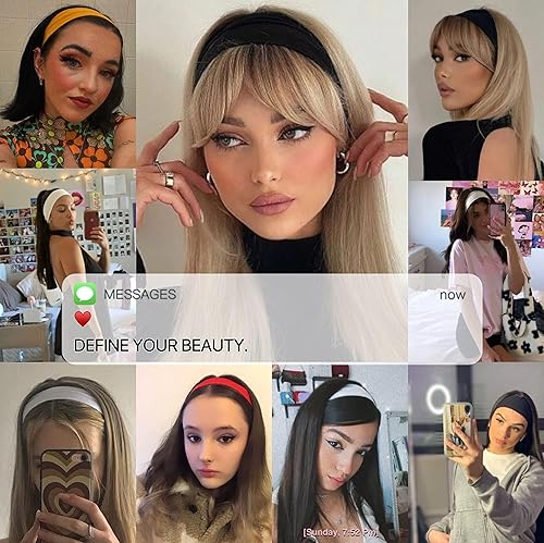 Miniatura 6 de TERSE Diademas de tela para mujer, bandas para el cabello rosa para mujer, antideslizantes, de tela suave, banda fina para la cabeza, bandas