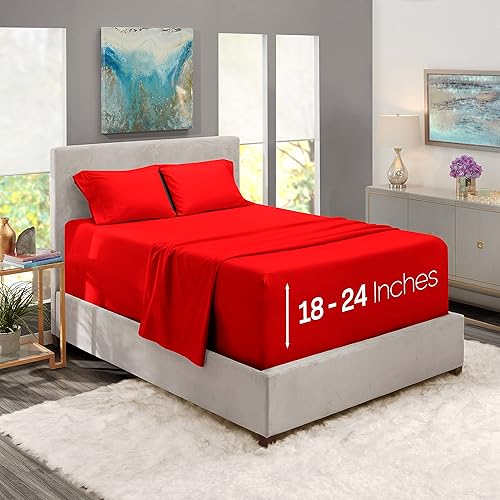 Juego de sábanas de 3 piezas, con laterales extraprofundos, sábana bajera con laterales extraprofundos, tamaño individual, 75 x 39 pulgadas, color