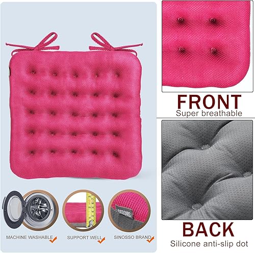 Miniatura 9 de Cojín cuadrado para silla de oficina con excelente efecto de apoyo, malla de aire de lujo, transpirable, antideslizante, para asiento de computadora