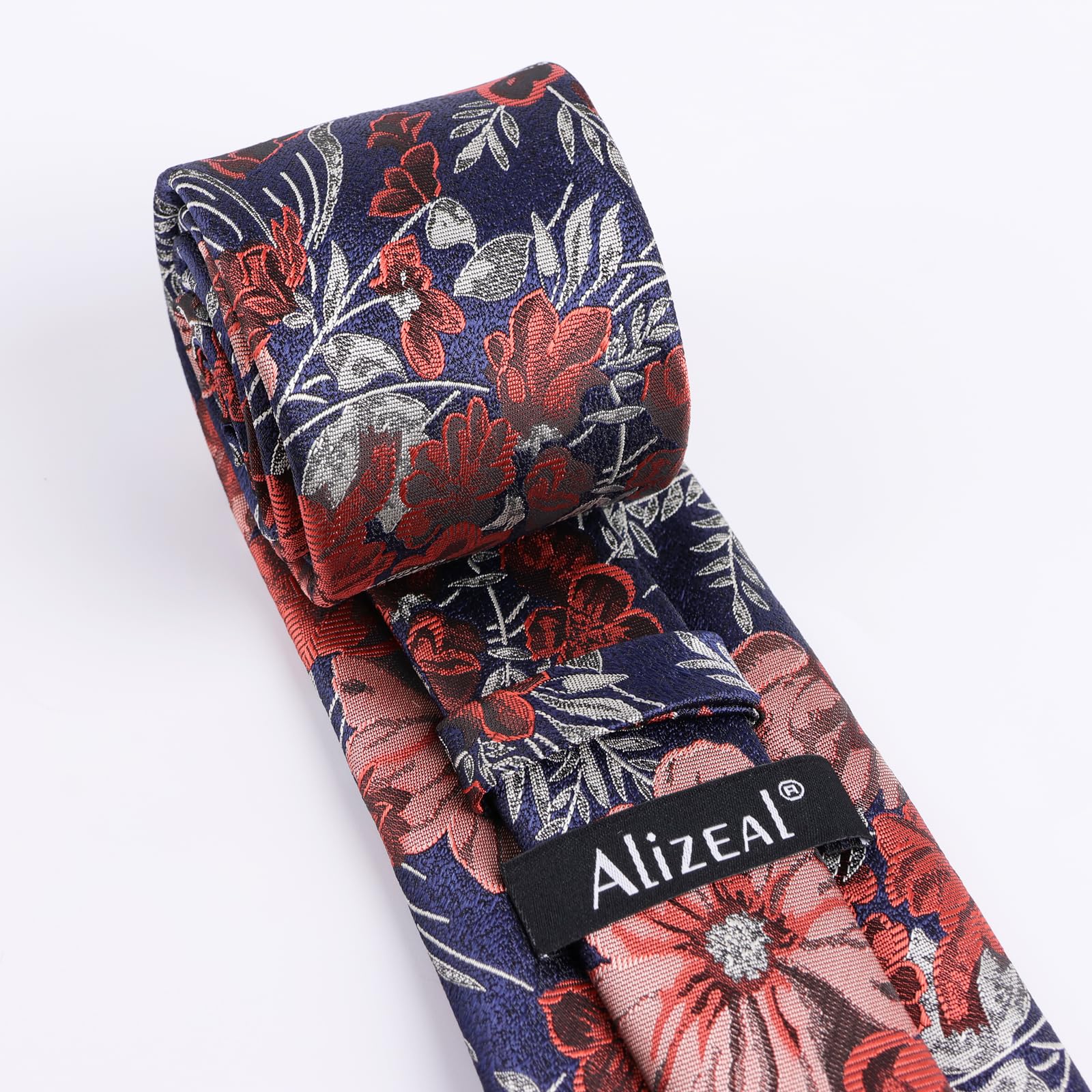 Alizeal Juego de corbata y pañuelo para hombre, diseño floral sedoso para boda, fiesta, corbata y pañuelo