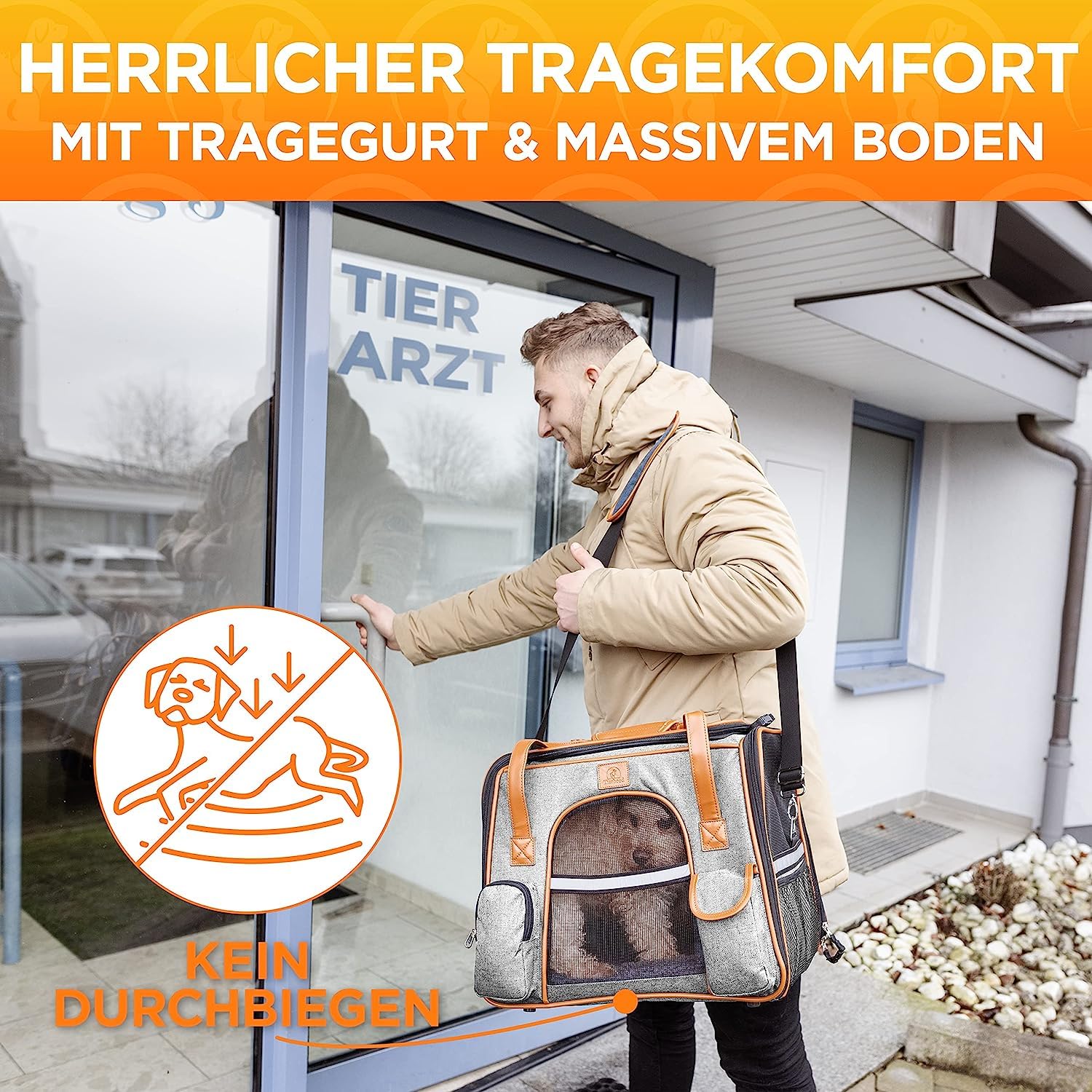 Tierhood Transportbox Katze - Faltbare & Waschbare Katzen Transportboxen - Transporttasche für Reise & Transport von Katzen - Ausbruchsichere & Komfortable Katzentransportbox - Grau, Größe: M
