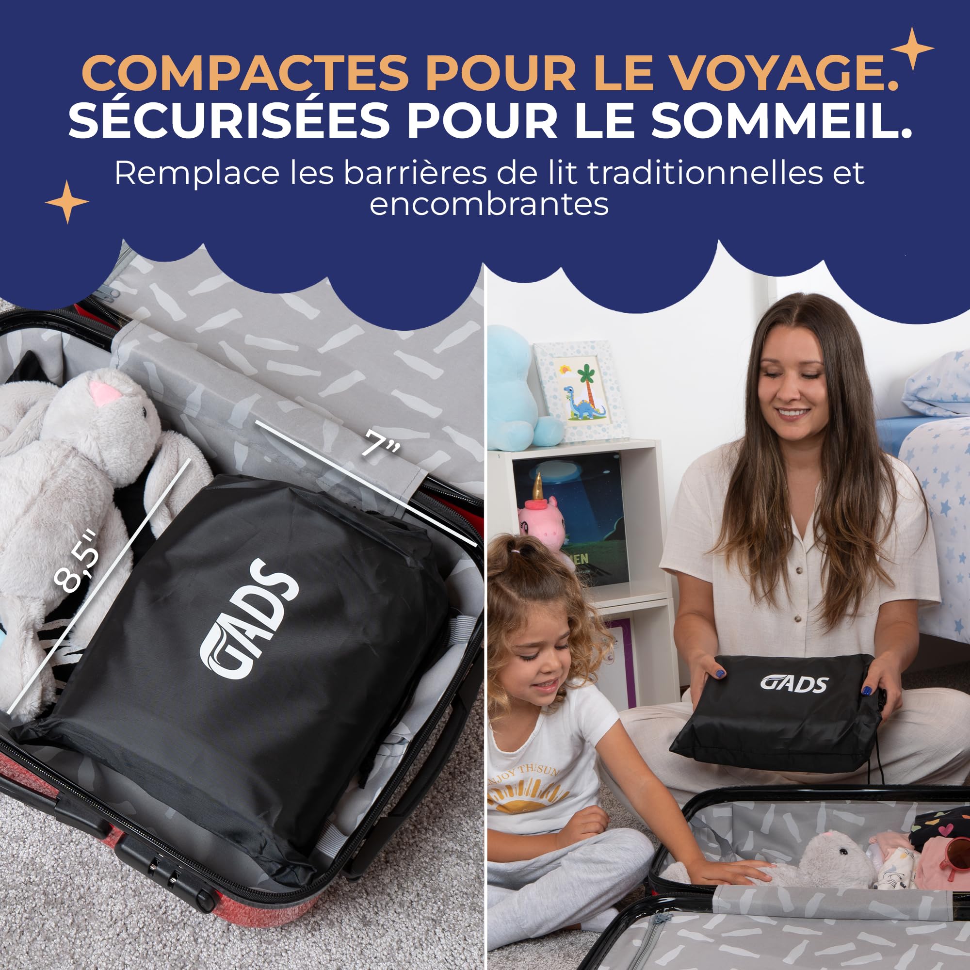 1-Pack de Barrières de Lit Gonflables pour Enfants en Bas Age - Barrières de Voyage Sécurisées - Barrière de Lit pour Enfants - Barrières Gonflables pour Lits Simples, Doubles, Queen et King Size
