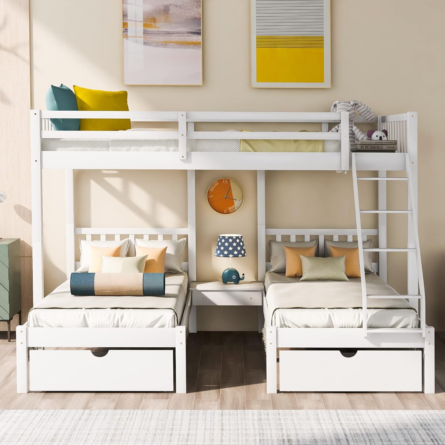 Buy Merax Full Over Twin & Twin Bunk Bed, Wood Triple Bunk Bed with