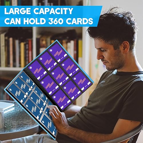 Miniatura 7 de Carpeta de tarjetas intercambiables, carpeta de álbum, para MTG, béisbol, fútbol, tarjetas deportivas, fácil de usar (azul cielo, 360 bolsillos)