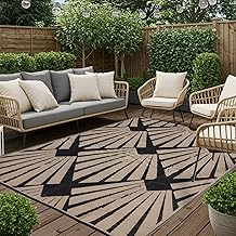 Reversible Outdoor Plastic Straw Rug 5x8 Ft, Waterproof Foldable Camping Mat with Uv Protection, Quick-Dry Plastic Straw Patio Carpet for Deck Rv Porch Backyard Black & Brown