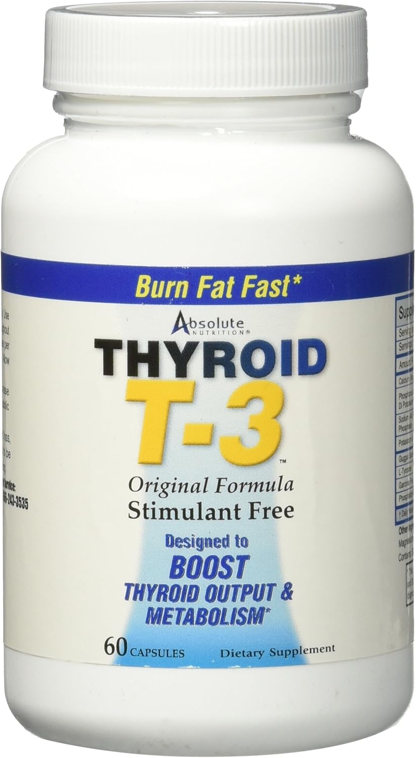 Absolute Nutrition Fat Burning Metabolism Boosting Supplement, Thyroid T-3, 60 Capsules : Health & Household