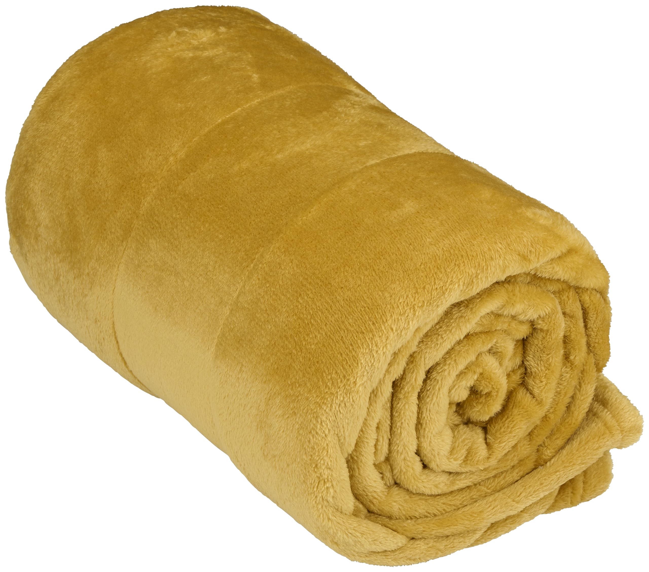 Arti Casa Fleecedecke 150 x 200 cm - Tagesdecke - Kuscheldecke - Sofa Überwurfdecke - 1-Personen Sofadecke - Dekoration Wohnzimmer - Waschmaschinenfest - Senfgelb - Fleece/Polyester