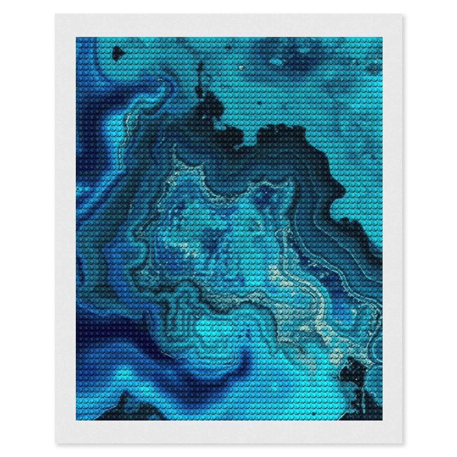 DWVTSLH Bright Aqua Blue Turquoise Diamond Painting Kits for Adults, Personalized Diamond Photo Art Full Drill, DIY 5D Diamond Art Painting Kits for Beginners, Home Wall Decor 16"x20"