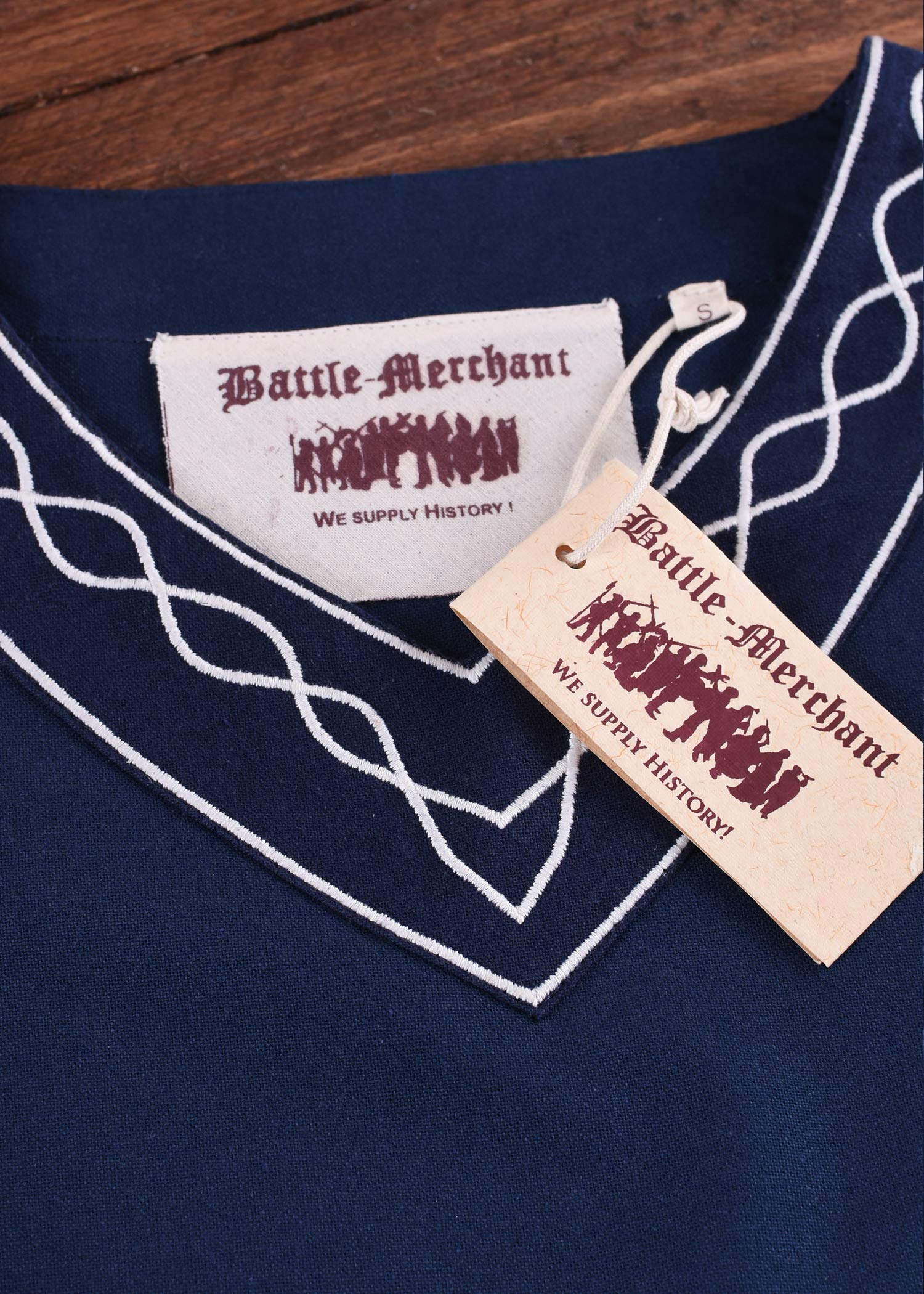 Battle-Merchant Alvina - Abito Medievale Lungo da Donna - Maniche Lunghe - Cotone - Ideale Come Costume Vichingo o di Carnevale