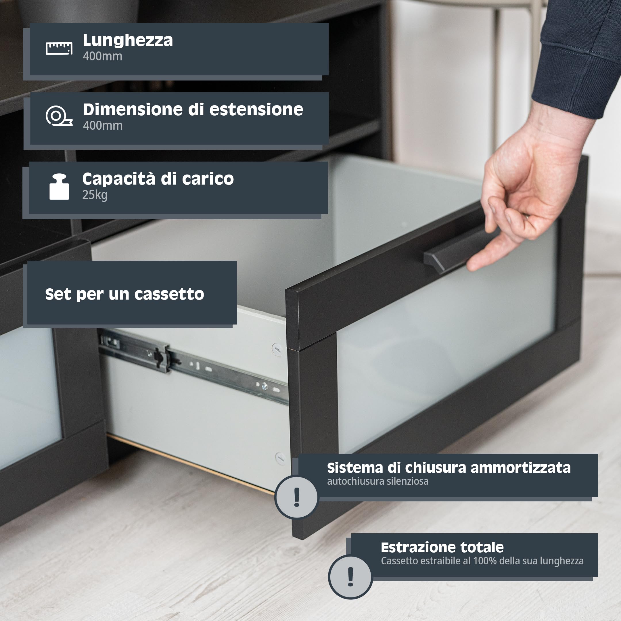 Guide Per Cassetti Guide Ad Estrazione Totale ... - Leroy Merlin - Foto 2