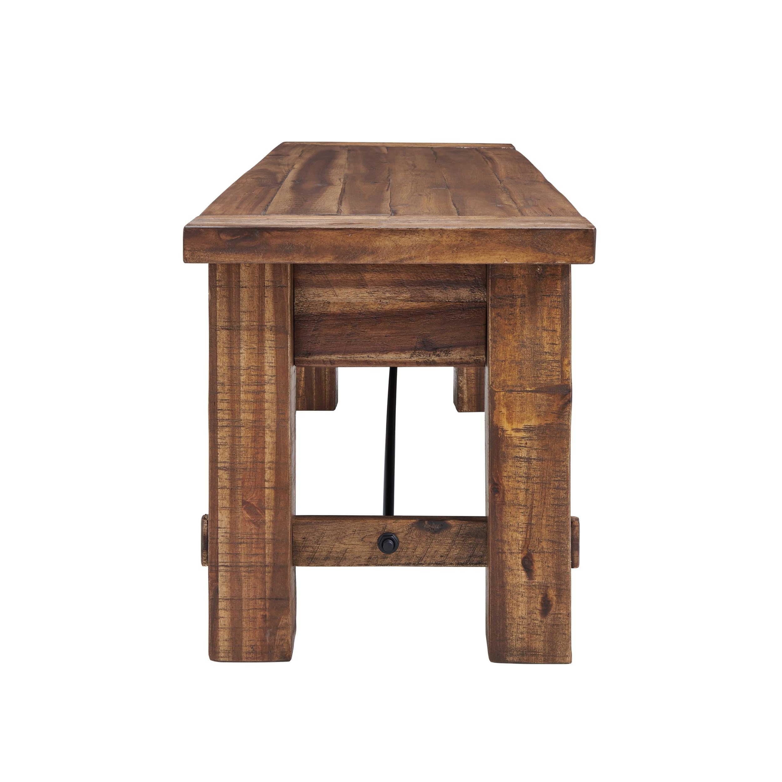 Durango Rustic Farmhouse Style 60-Inch Wood Bench - Industrial Modern Accent Furniture with Solid Wood Seat for Entryway, Dining Room, Hallway, Foyer, or Kitchen by Alaterre Furniture | Large Shoe Bench with Metal Rod Accent, Modern Farmhouse Table Bench