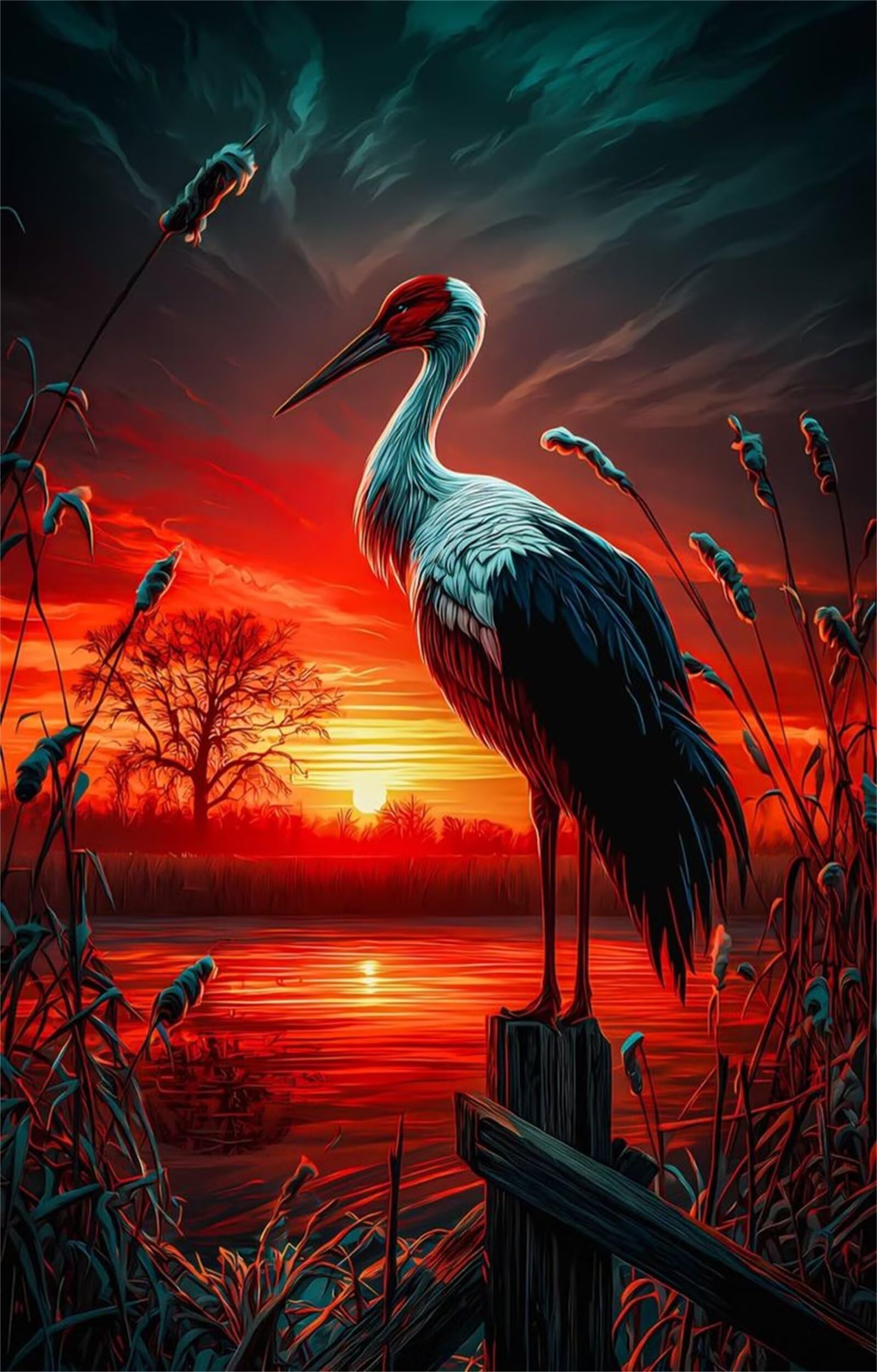 Uccelli al tramonto rosso - Puzzle 2000 Pezzi - Puzzle Fai da te 100x70 cm,Intrattenimento Creativo - Puzzle Per Adulti E Tutta La Famiglie