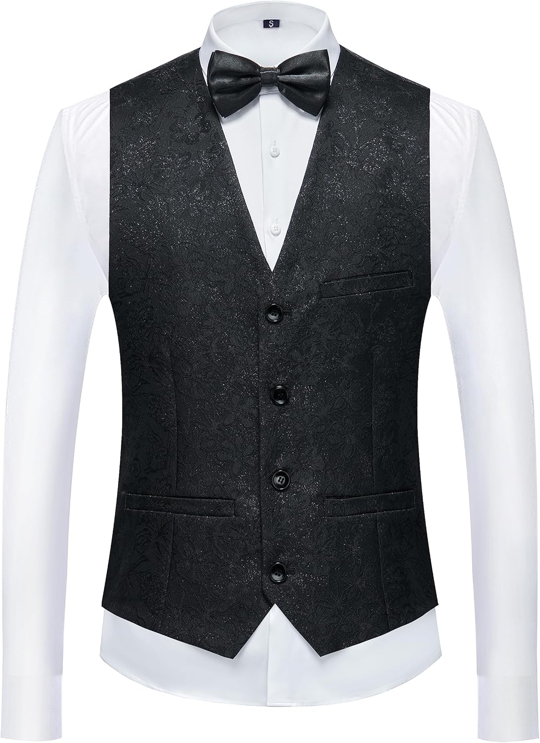 UNINUKOO Mens Slim Fit Suit 3 Piece 1 Button Paisley Prom Floral Wedding Tuxedo for Men - Image 3