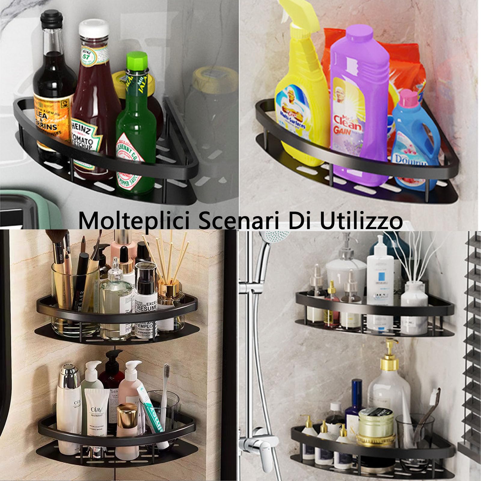 Cheerhom Corner Shower Caddy, Black Bathroom Corner Shelves, No Drilling Rustproof Shower Organizer - Image 4