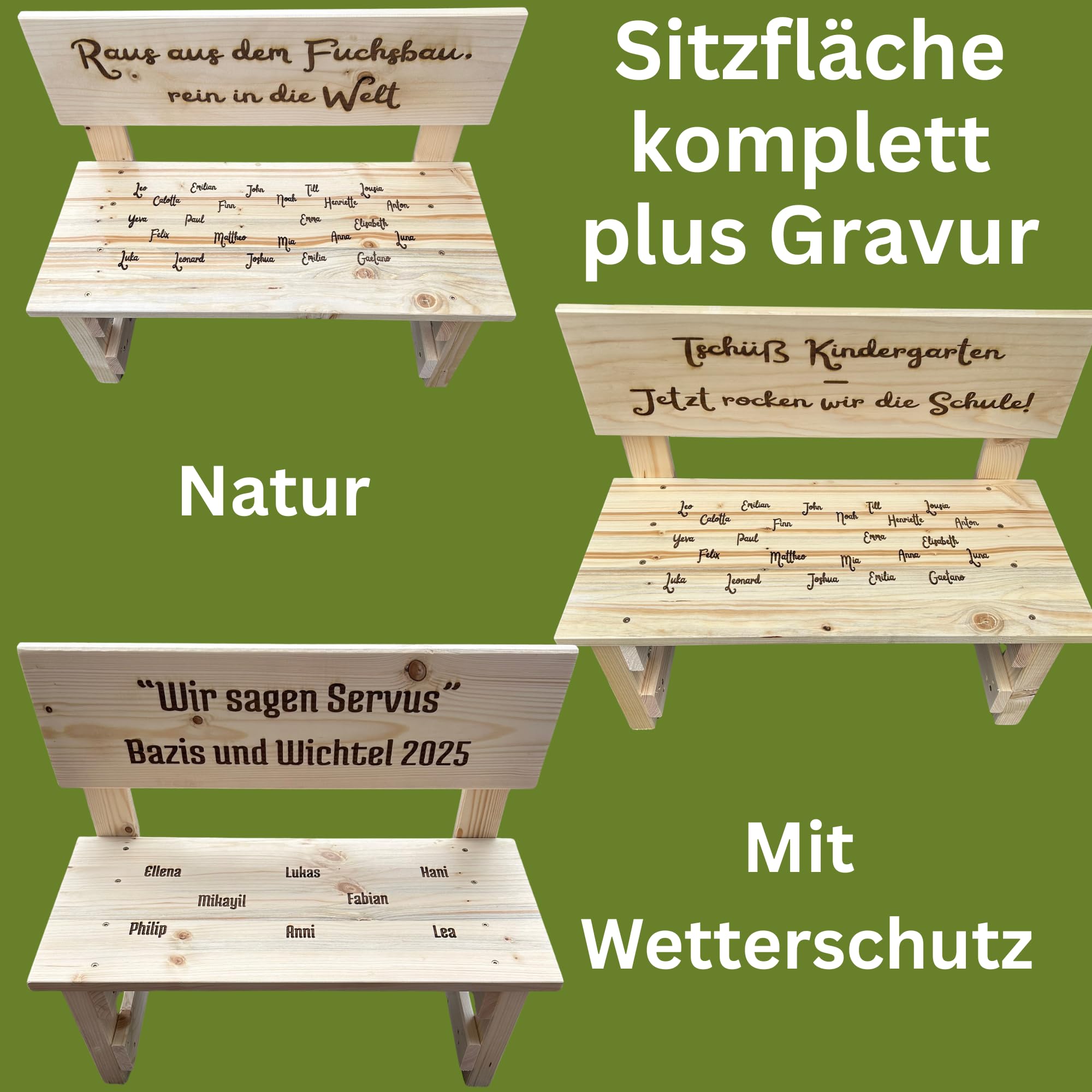 Generisch Personalisierte Kinder Dekobank aus Holz mit Gravur – Namens Dekobank für Kinderzimmer – Abschiedsgeschenk Kindergarten/Lehrer/Erzieher – Handgefertigt