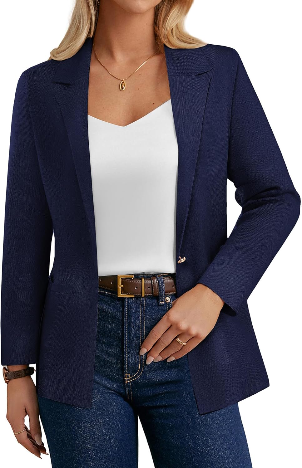 GRACE KARIN Sweater Blazers for Women Business Casual Long Sleeve Open Front Work Office Cardigan Suit Jackets with Pockets