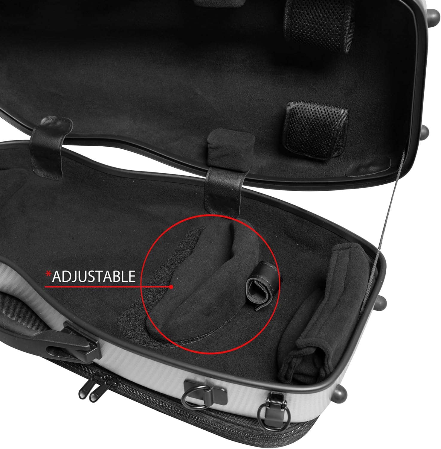 MI&VI AP-7016 Light Hard Shell Viola Case for 15" to 16.5" inch Full Sized Violas with Adjustable Straps | Water Resistant | Travel Backpack | Poly Carbon Fiber Shaped Viola Case (Silver)