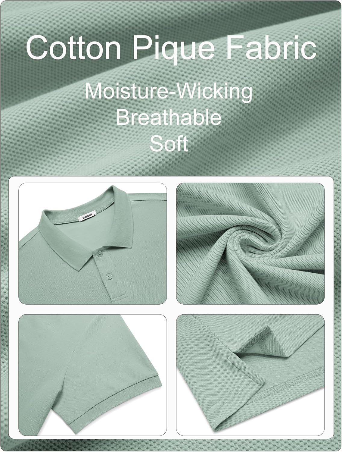 COOFANDY Men's Polo Shirts Short Sleeve Cotton Pique T Shirts Casual Summer Basic Tee Big and Tall
