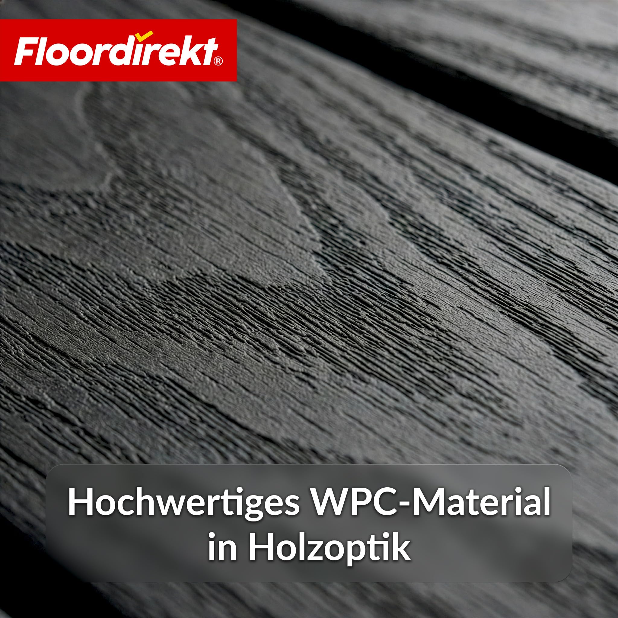 Floordirekt Płytki WPC 30 x 30 cm, 1 m² = 11 płytek tarasowych, płytek na klik, płytek balkonowych o wyglądzie drewna, wykładzina podłogowa na balkon i taras, odporna na warunki atmosferyczne, z