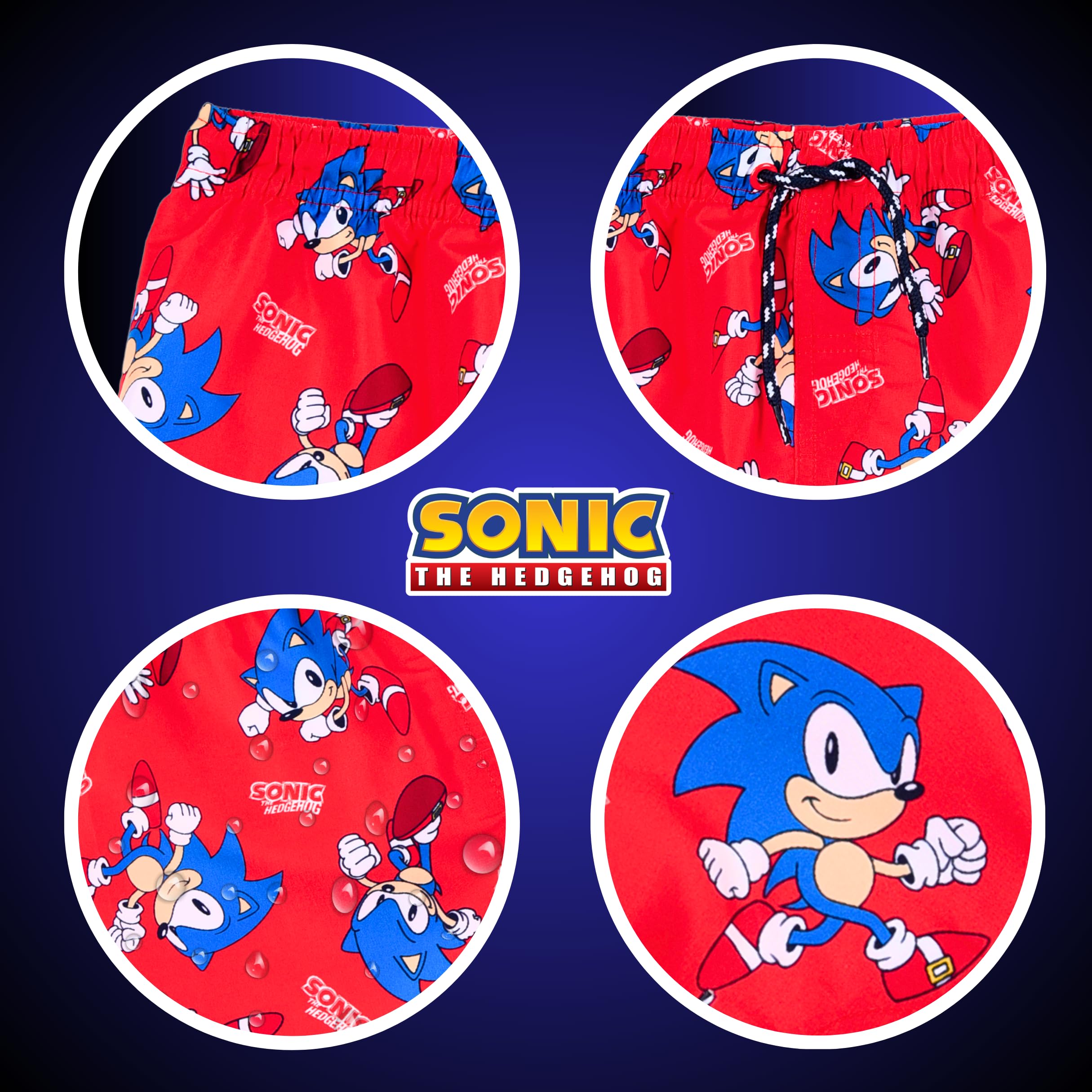 Sonic The Hedgehog Bermuda per Ragazzi, Pantaloncini da Bagno Estivi, Costumi da Bagno per Bambino, Taglie 4 a 10 Anni