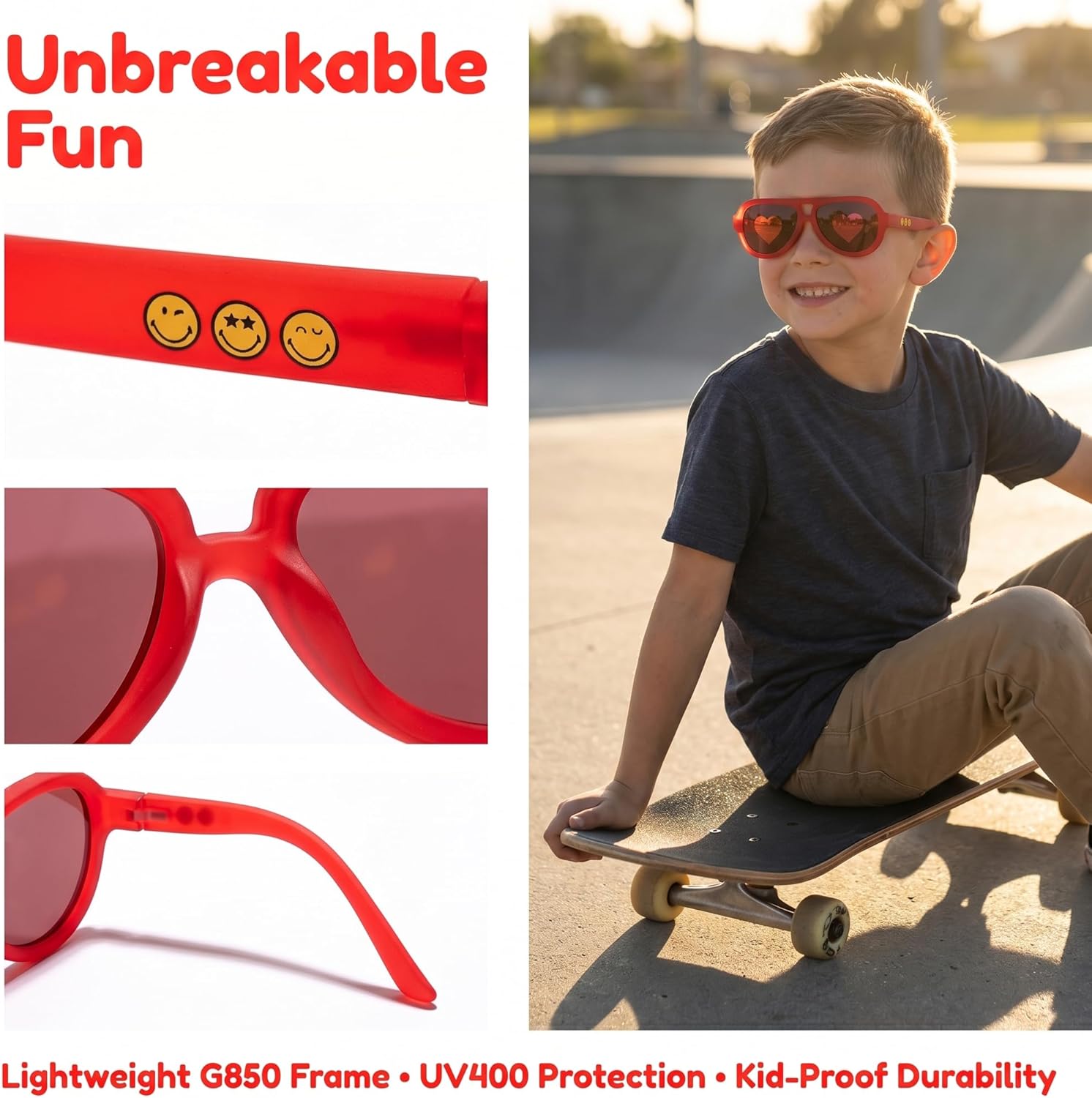 SMILEYWORLD Kids Sunglasses UV400 Protection Toddler Sunglasses, Flexible Fun Shades for Boys Girls 0-12