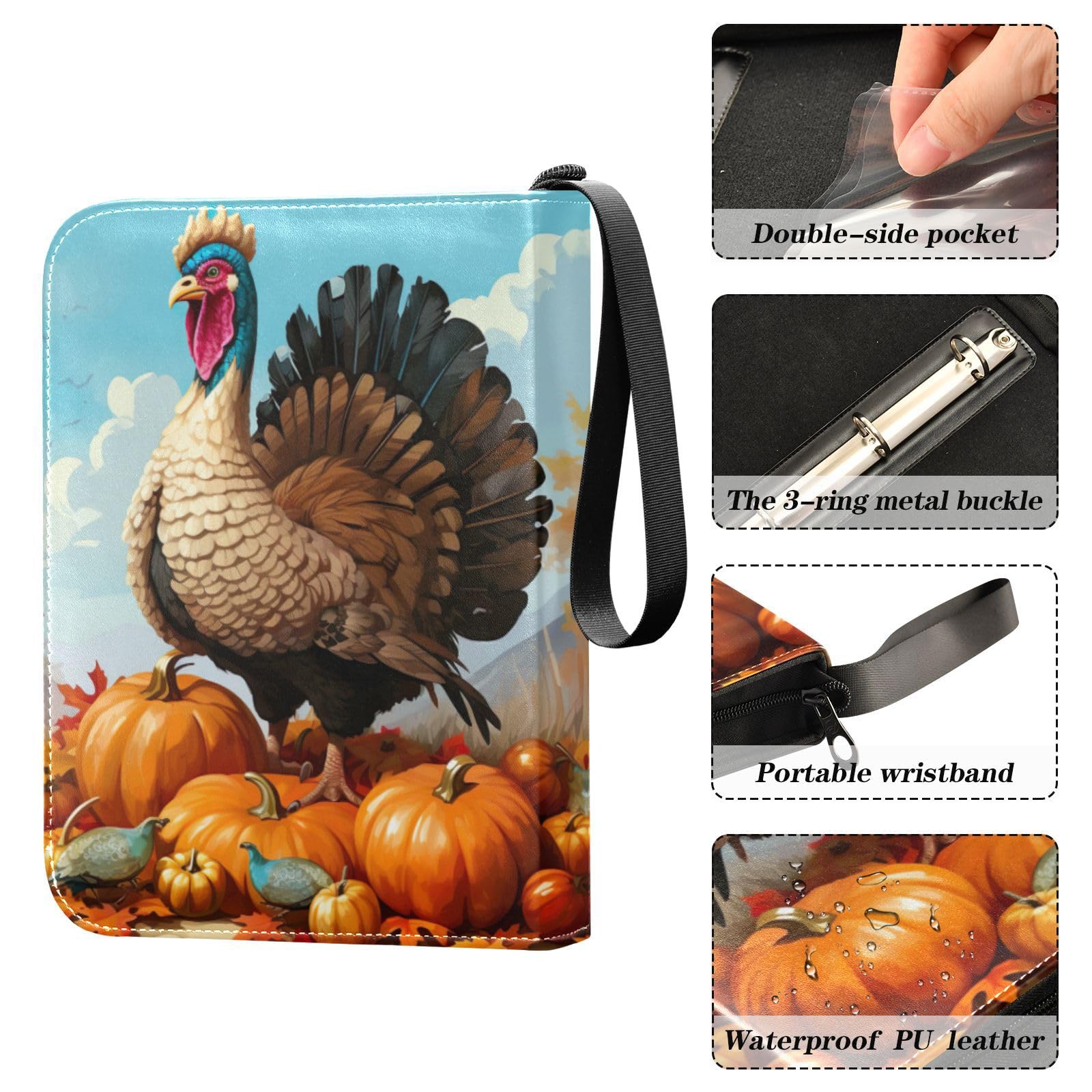 Amazon.com: Thanksgiving Day Turkey Waterproof Trading Card  Binder,400-Pocket Trading Album Display Holder,Display Case with Card  Sleeves Card Holder Protectors Set for Soccer Card,Gaming Cards,Yugioh,MTG  and Other TCG : Toys & Games
