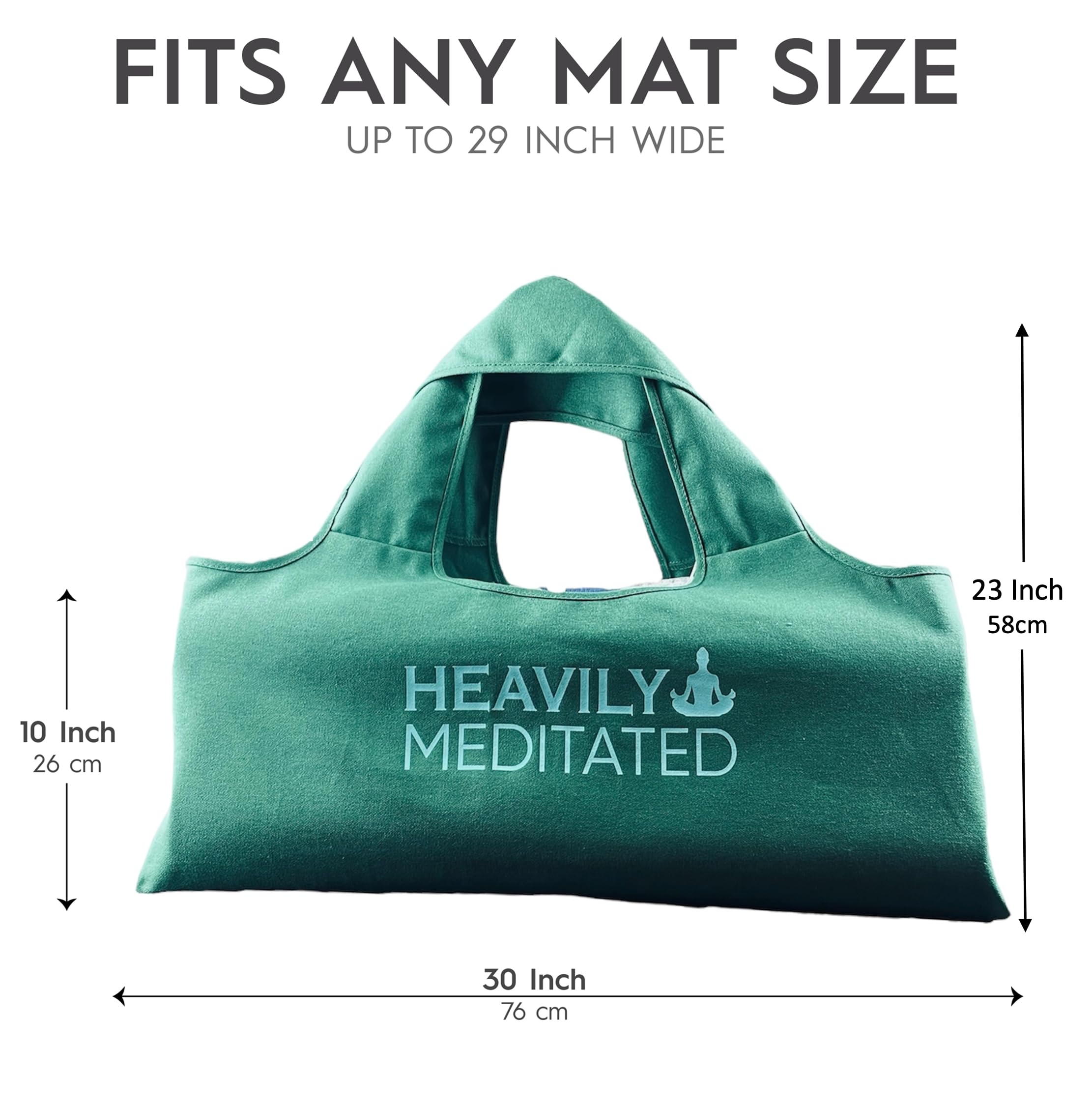 Wild Essentials Yoga Bag, Balance, Exercise tote, large mat carrier with shoulder strap and inside pocket, fits most yoga mats, Rugged 10 ounce, recycled cotton canvas (Green-Heavily Meditated)
