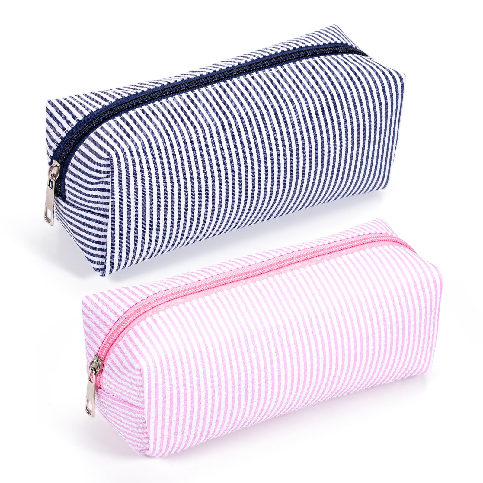 Cute Pencil Case Girls School Cotton Pencil Cases Striped Make up Organize — image 1