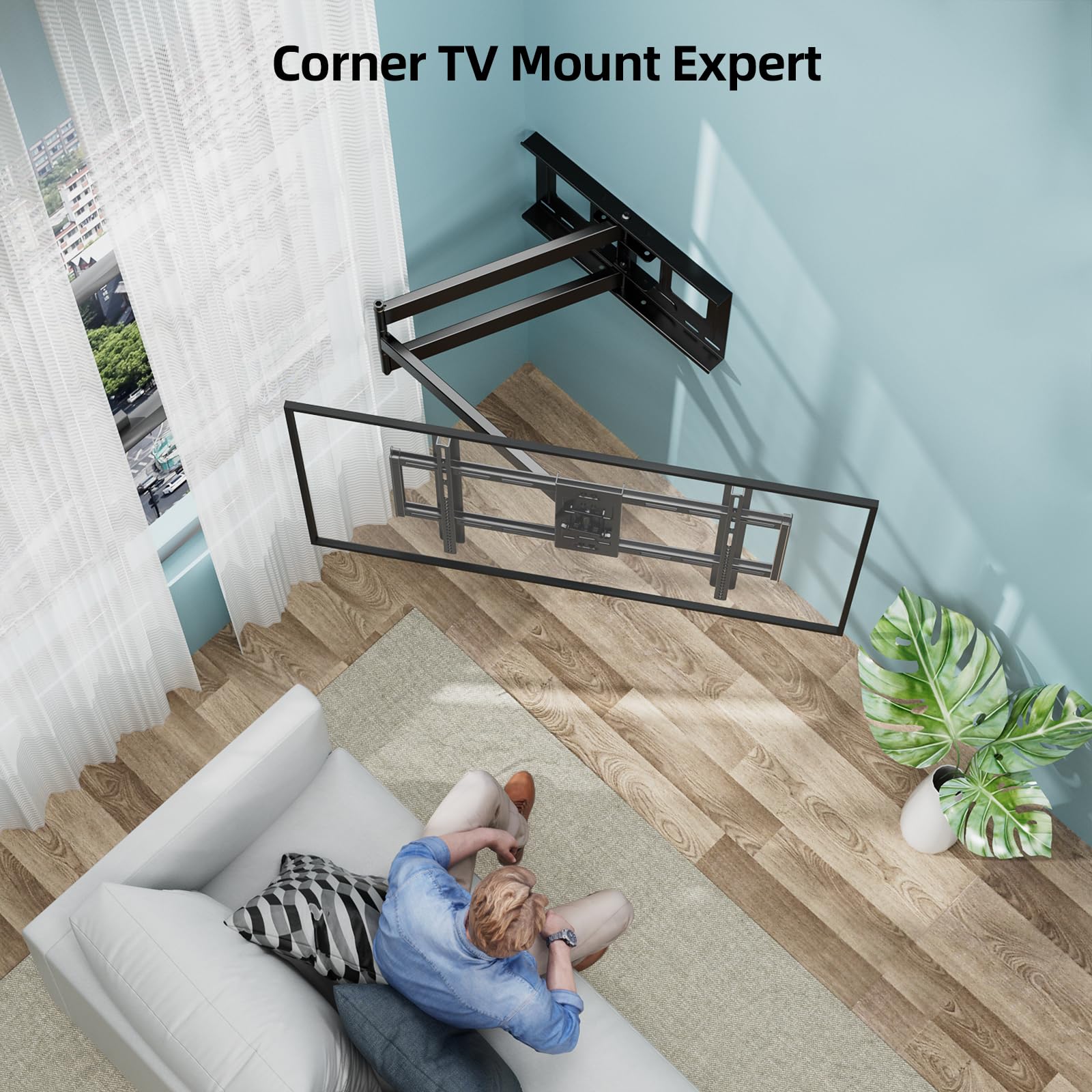 HCMOUNTING Supporto da parete per TV a braccio lungo da 109,2 cm, per la maggior parte dei televisori da 42-80 pollici, estensione extra lunga, movimento completo, articolato, doppio braccio