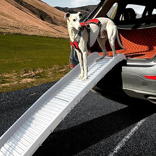 Miniatura 4 de Rampa plegable para mascotas, 61 pulgadas, rampa ligera portátil para perros o gatos, gran tracción, adecuada para todos los automóviles, carga