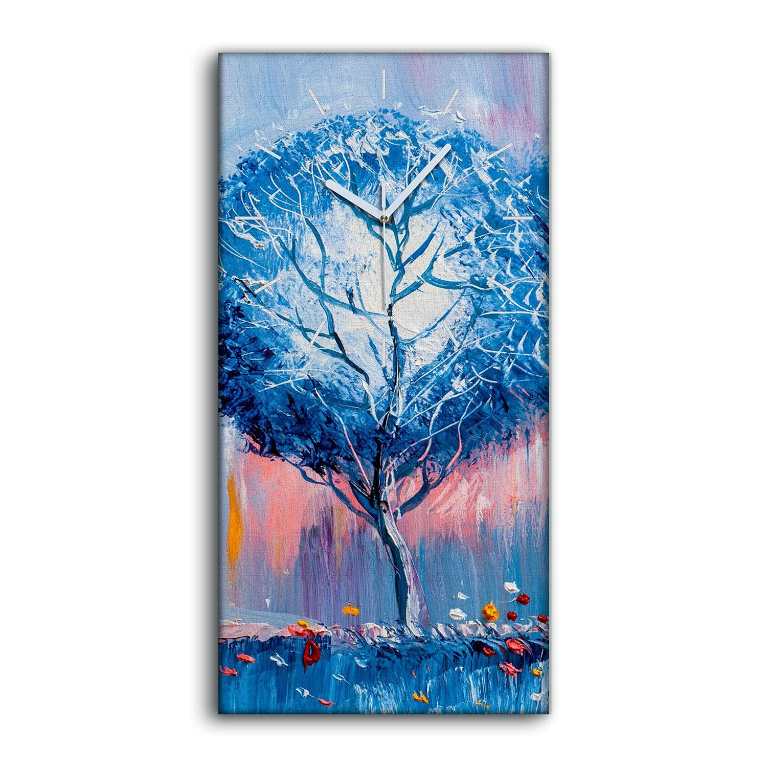 Horloge sur Toile Silencieuse sans Tic-Tac 30x60cm Motif Arbres