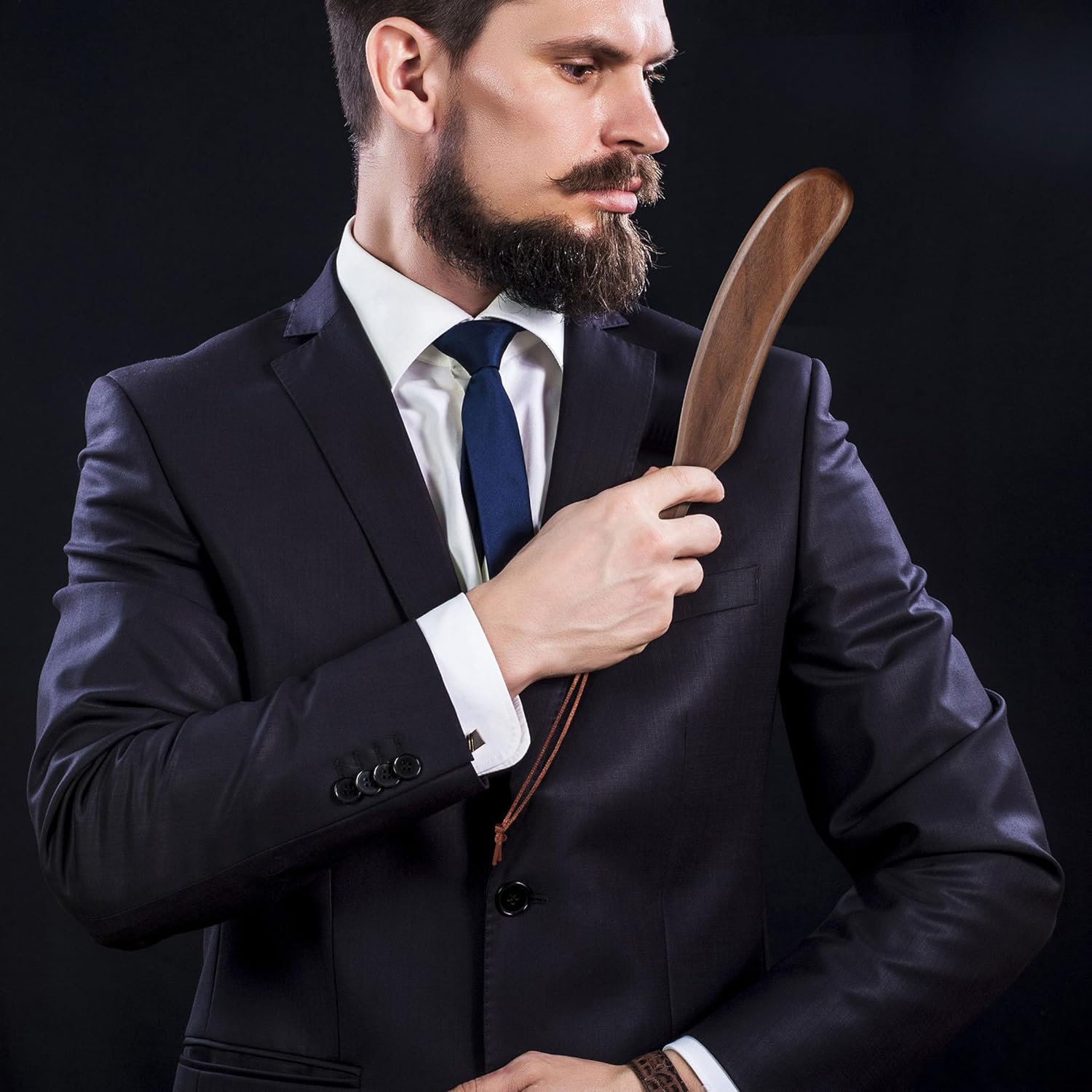 BFWood Clothes Brush, Boar Bristle Lint Brush for Suits, Cashmere, Wool, Velvet, Suede and Pet Hair, Large Black Walnut Wood Handle - Image 2