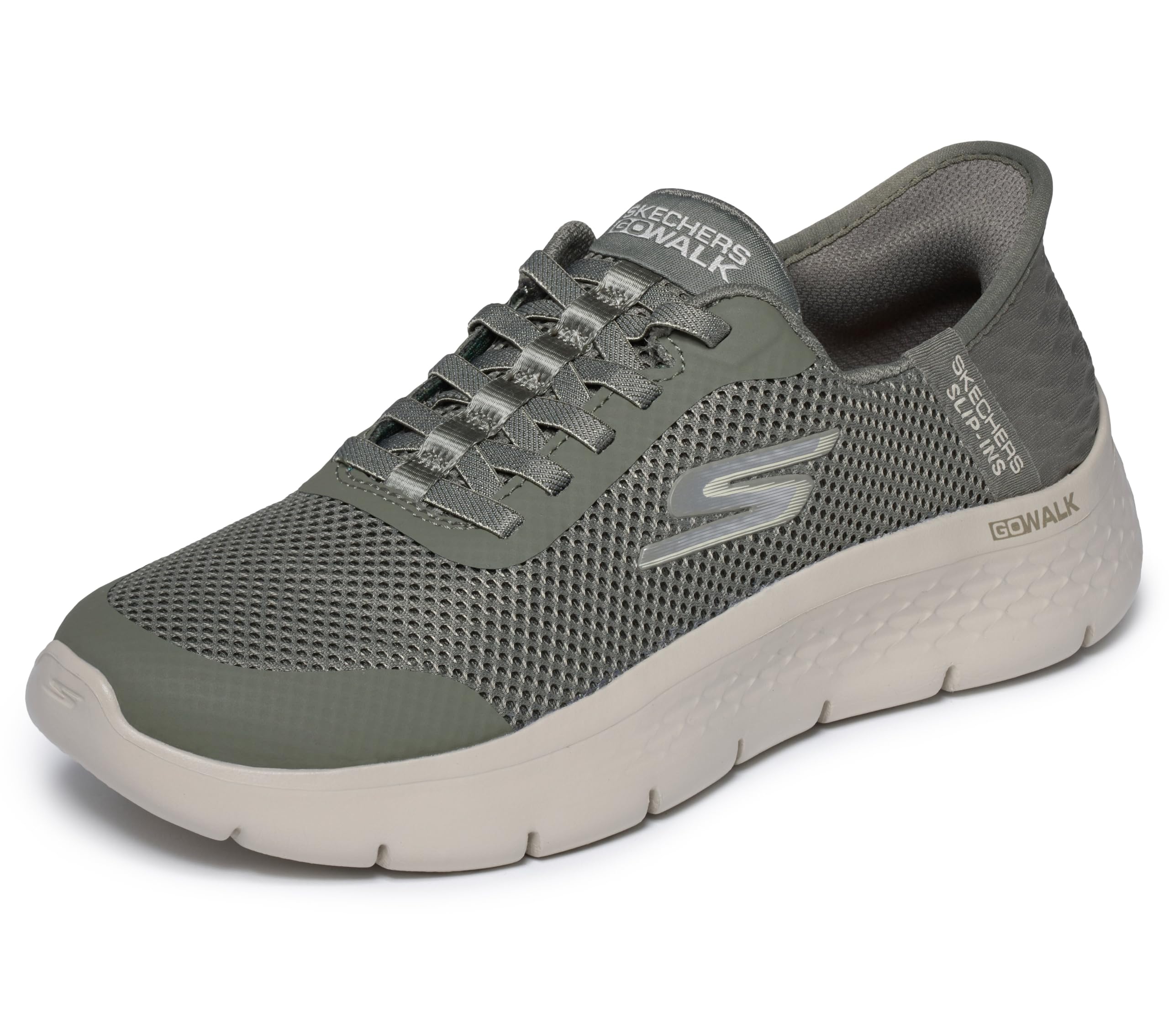 Skechers Damen Go Walk Flex Grand Entry Turnschuhe, Olive Textile/Trim, 35.5 EU