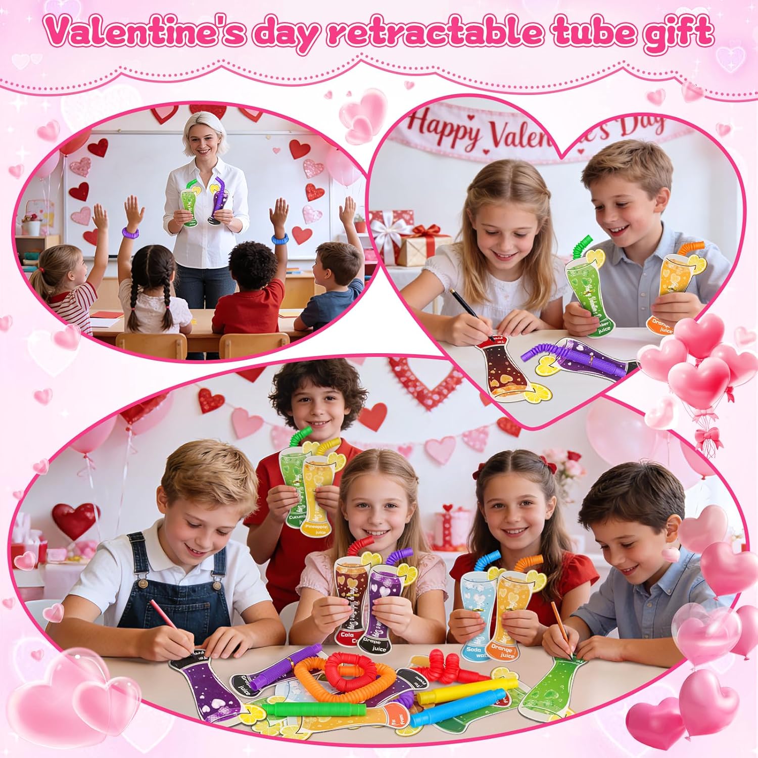 28 Pack Pop Tubes Sensory Toys Party Favors for Kids 8-12 Fidget Toys with Gift Card for Anxiety Goodie Bag Stuffers Treasure Box Classroom Prizes Gifts for 3 4 5 6 Year Old Boys Girls Toddlers