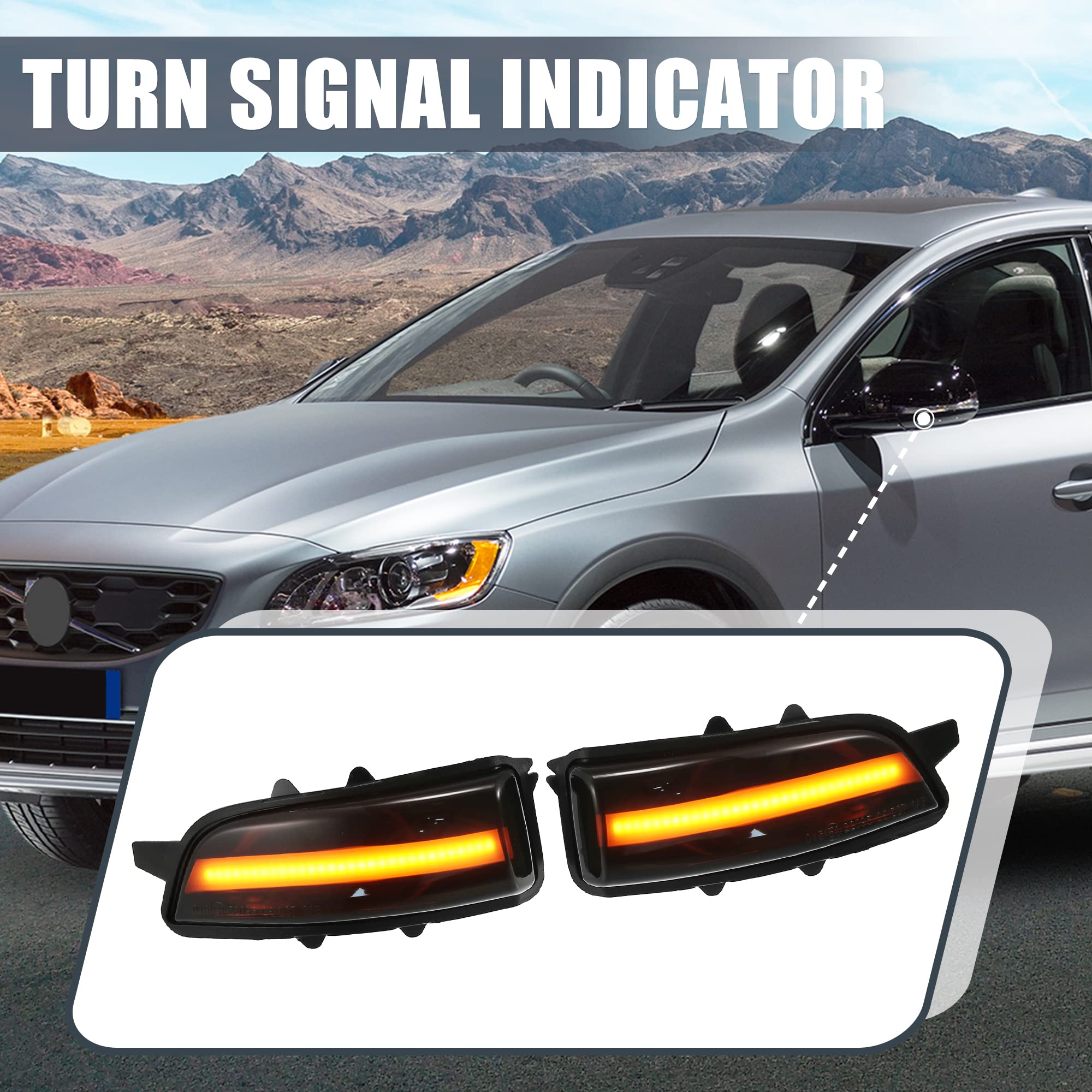 X AUTOHAUX 1 Pair Side Wing Mirror Turn Signal Light for Volvo S80 2007-2013 for Volvo C30 2007-2013