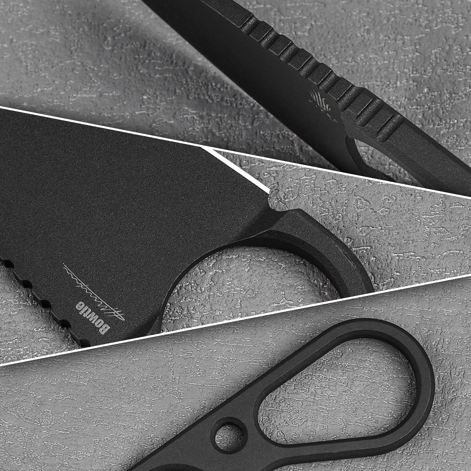 Kizer Bowtie Cuchillo de Hoja Fija Pequeño, Cuchillo de Caza EDC de Acero D2, 5,83" de Largo Transporte Horizontal, Negro Neck Knives, Cuchillos de Supervivencia para Acampada con Funda, 1061A2