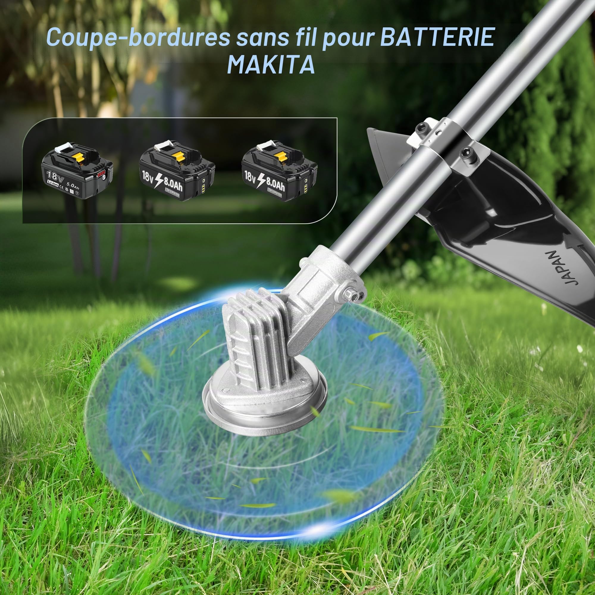 Débroussailleuse sans Fil avec Batterie pour Makita Batterie avec 4 Types | 2 batteries et chargeur & moteur sans balais