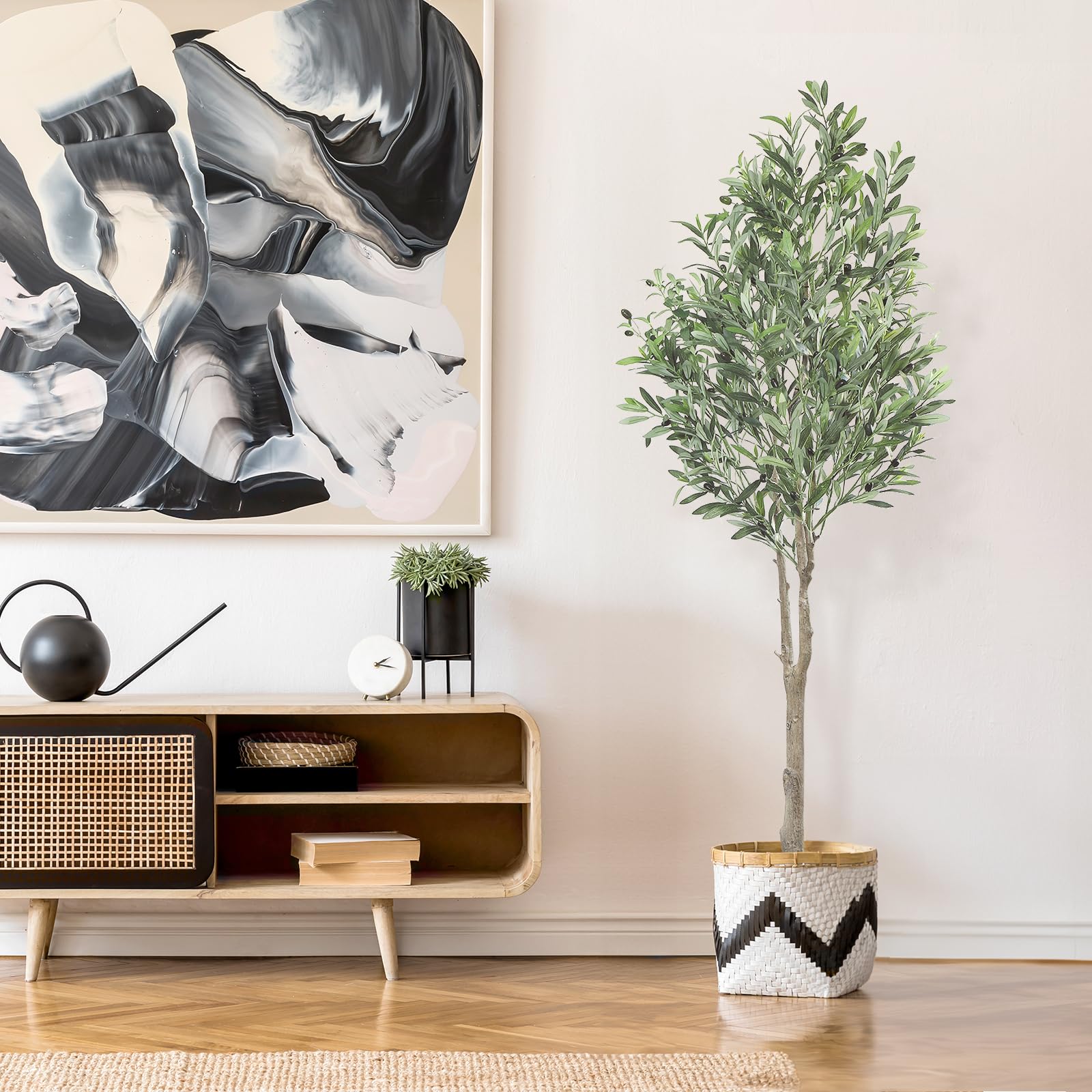 Oc'leaf Olivenbaum Künstlich - 180cm Künstliche Pflanzen Groß Olivenbaumpflanze, Künstlicher Olivenbaum im Topf, Olivenbaum Deko für Zuhause, Wohnzimmer, Schlafzimmer, Büro, Garten