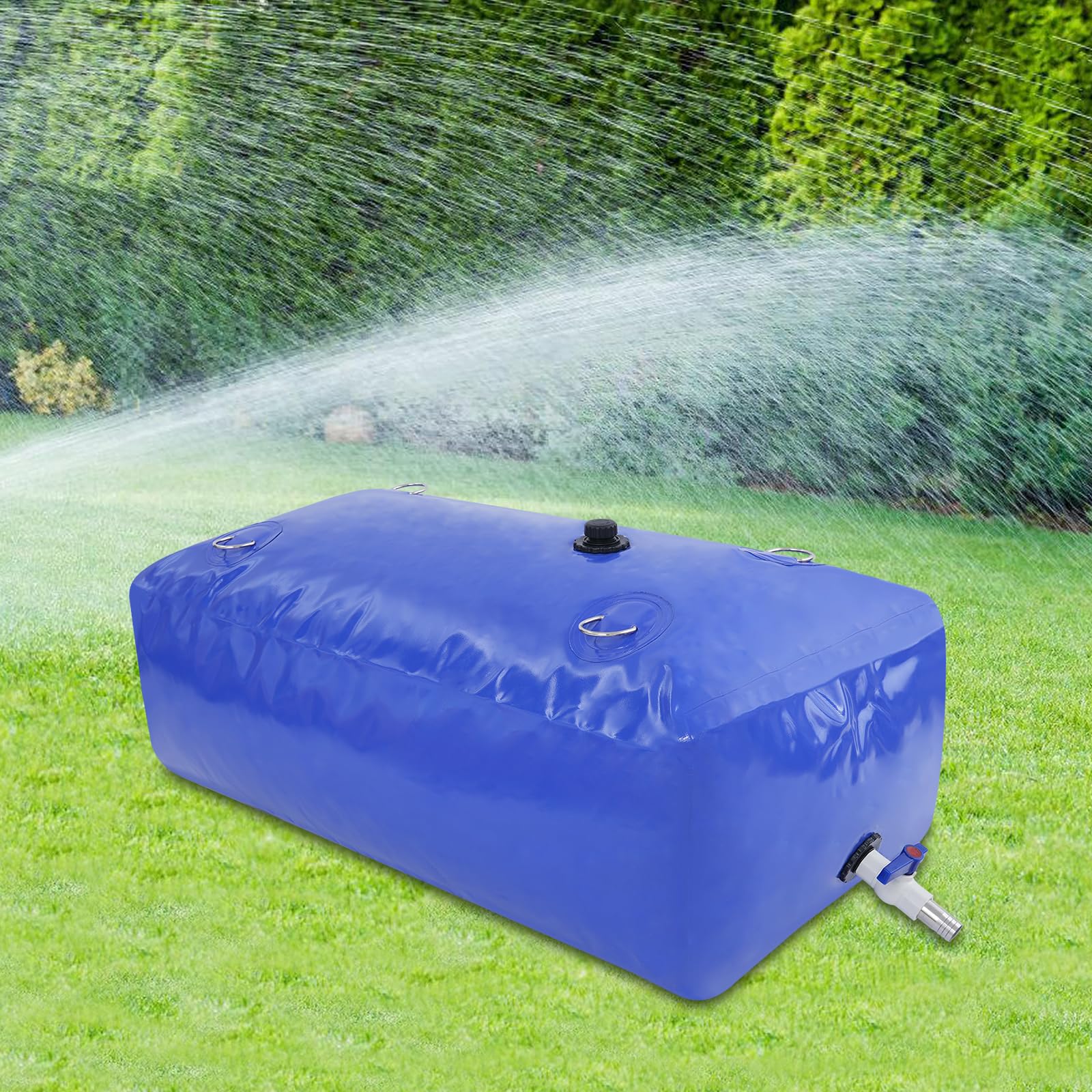 Depósito de agua plegable de 240 l/63,4 galones, burbuja de agua de PVC con salida de acero inoxidable, depósito de agua plegable para uso doméstico, recolección de agua de lluvia, camping, jardín